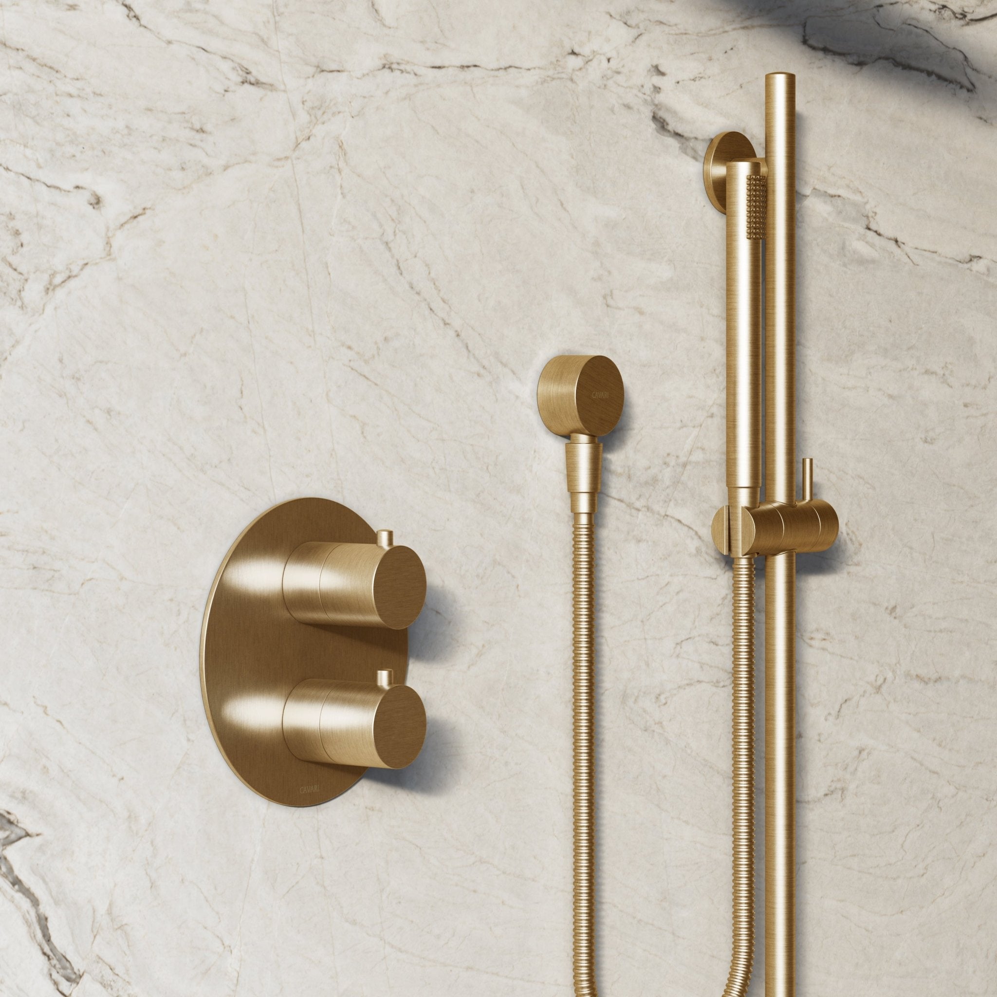 Image of Origin 2-Way Thermostatic Shower Set – Overhead & Slide Rail Hand Shower - Cavari