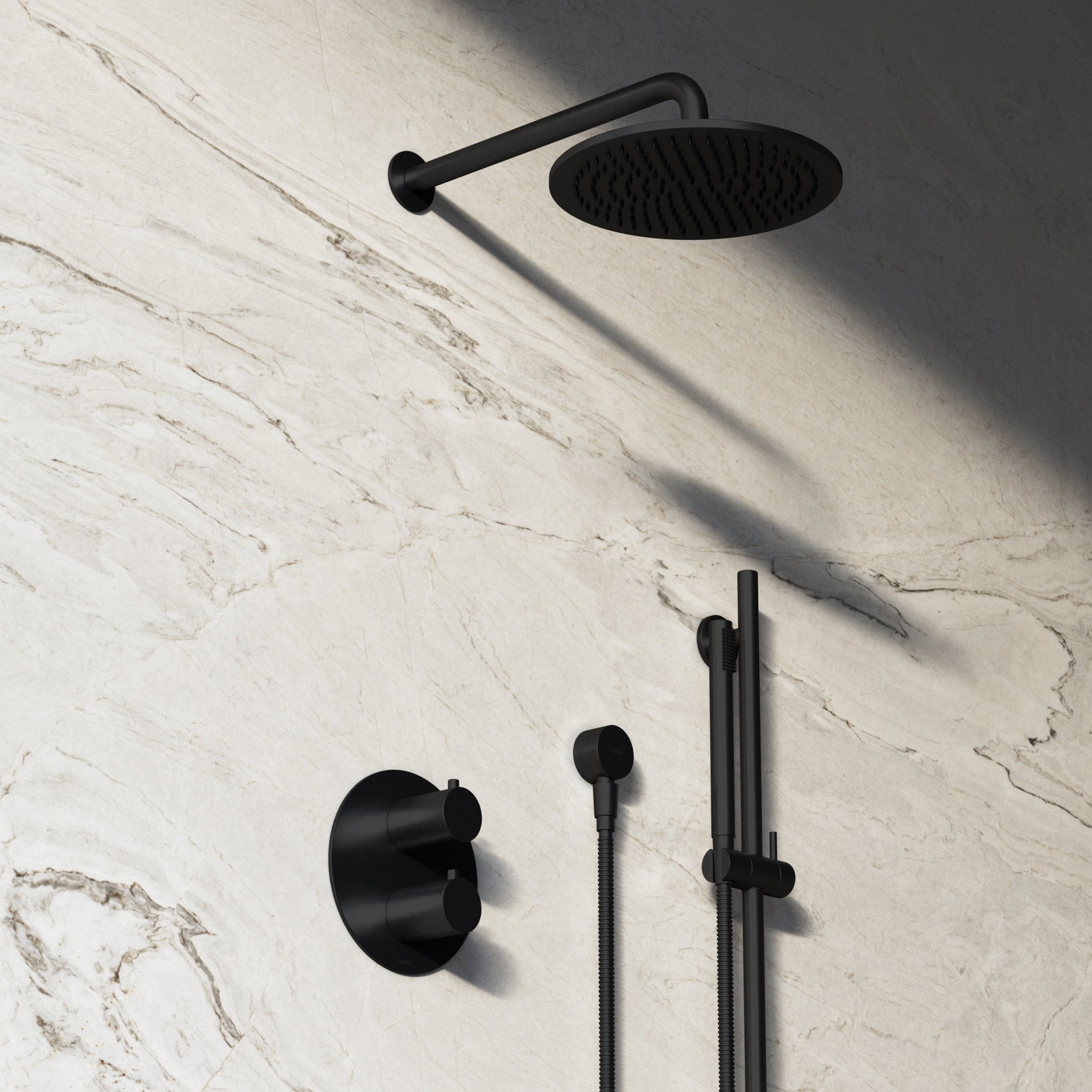Image of Origin 2-Way Thermostatic Shower Set – Overhead & Slide Rail Hand Shower - Cavari