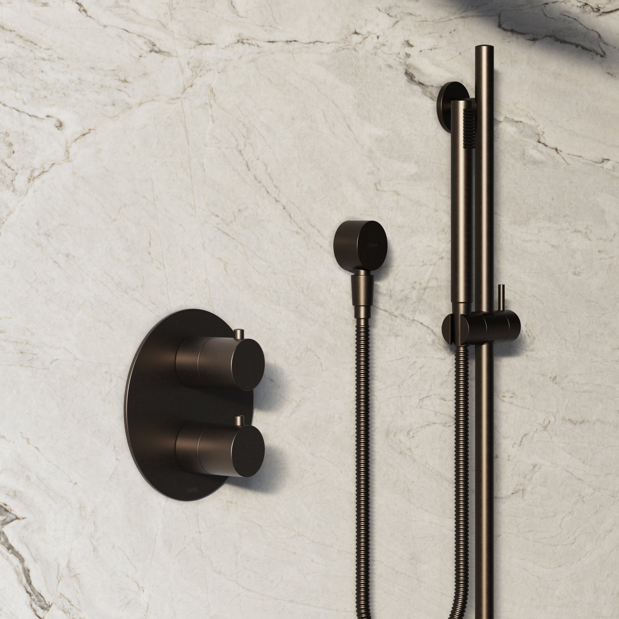 Image of Origin 2-Way Thermostatic Shower Set – Overhead & Slide Rail Hand Shower - Cavari