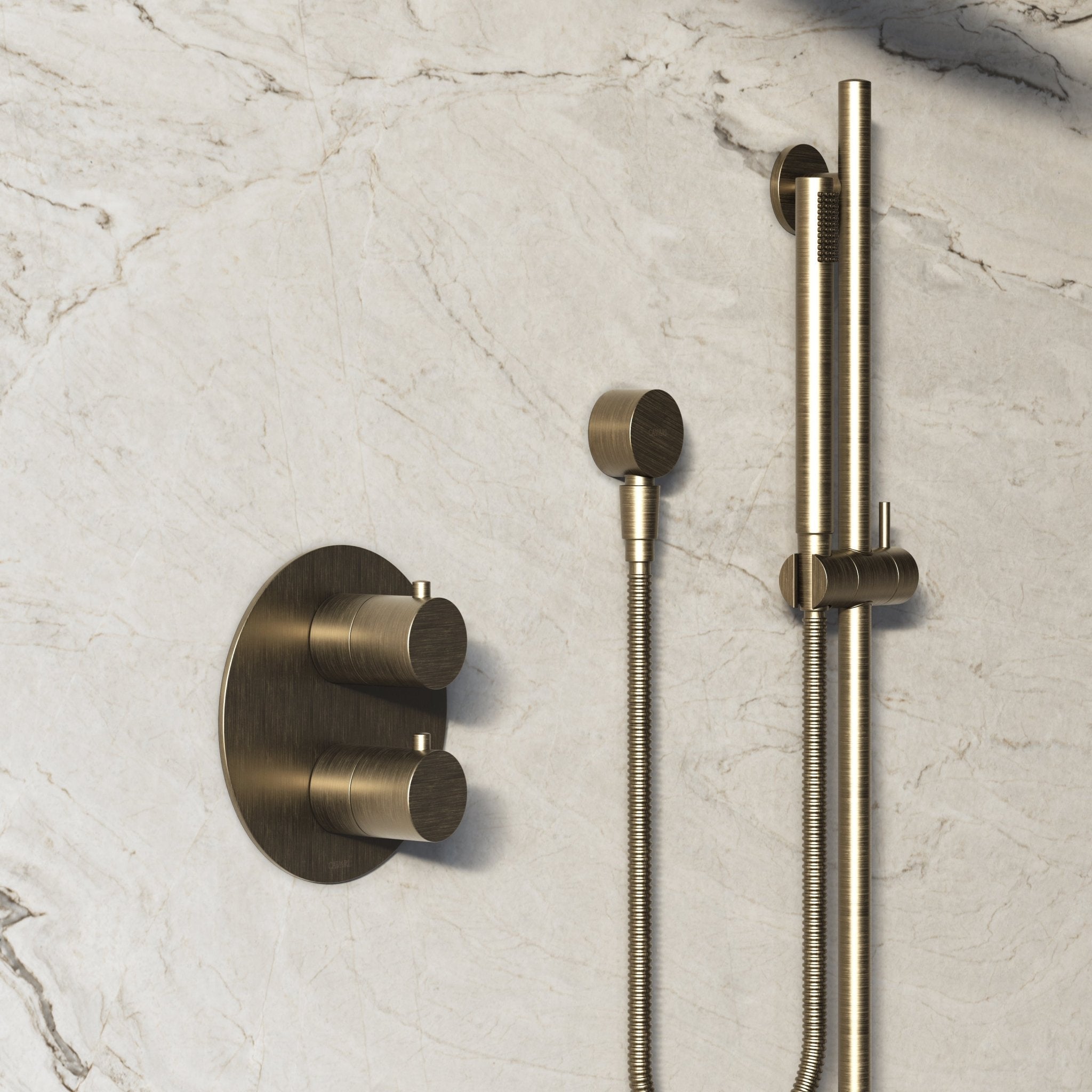 Image of Origin 2-Way Thermostatic Shower Set – Overhead & Slide Rail Hand Shower - Cavari
