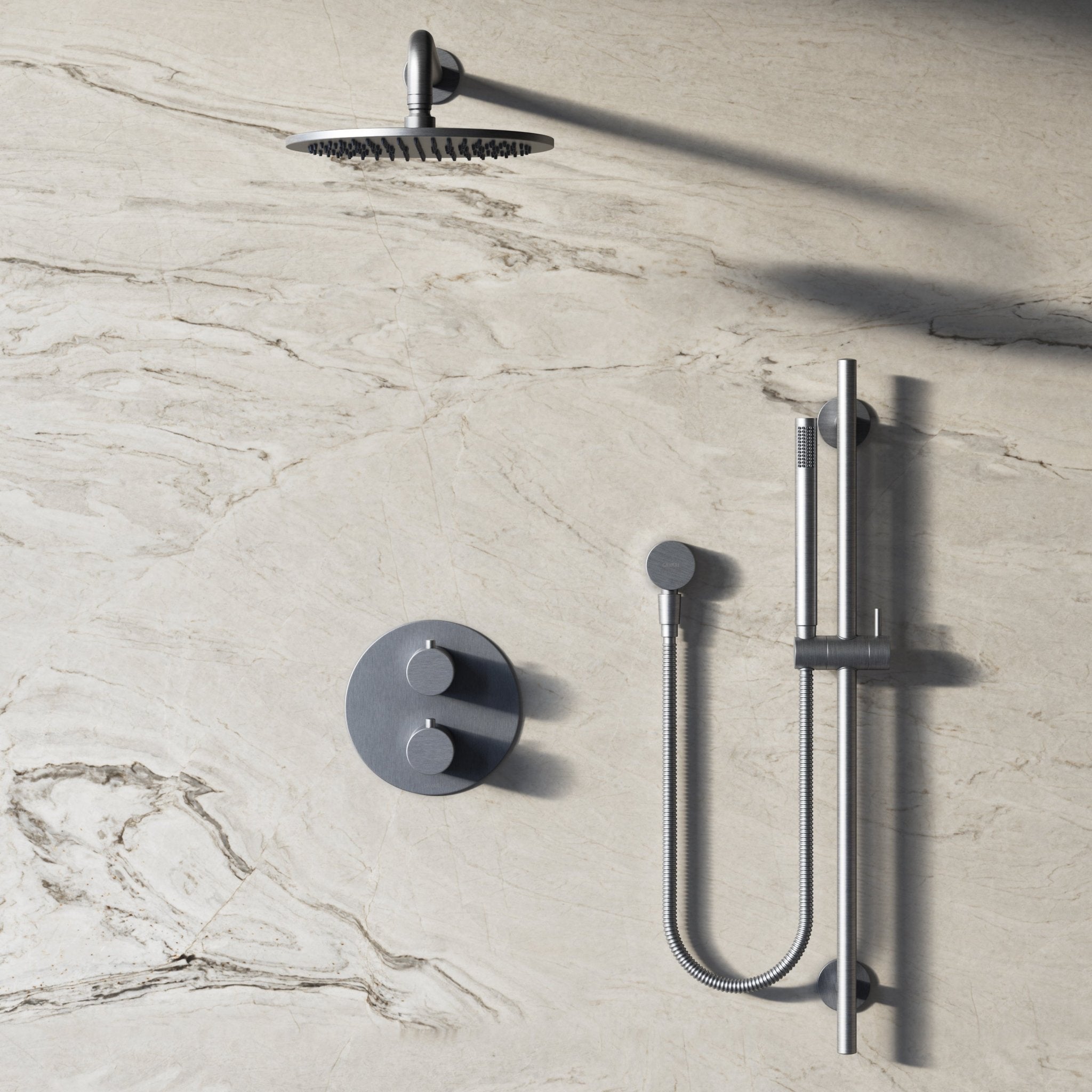 Image of Origin 2-Way Thermostatic Shower Set – Overhead & Slide Rail Hand Shower - Cavari