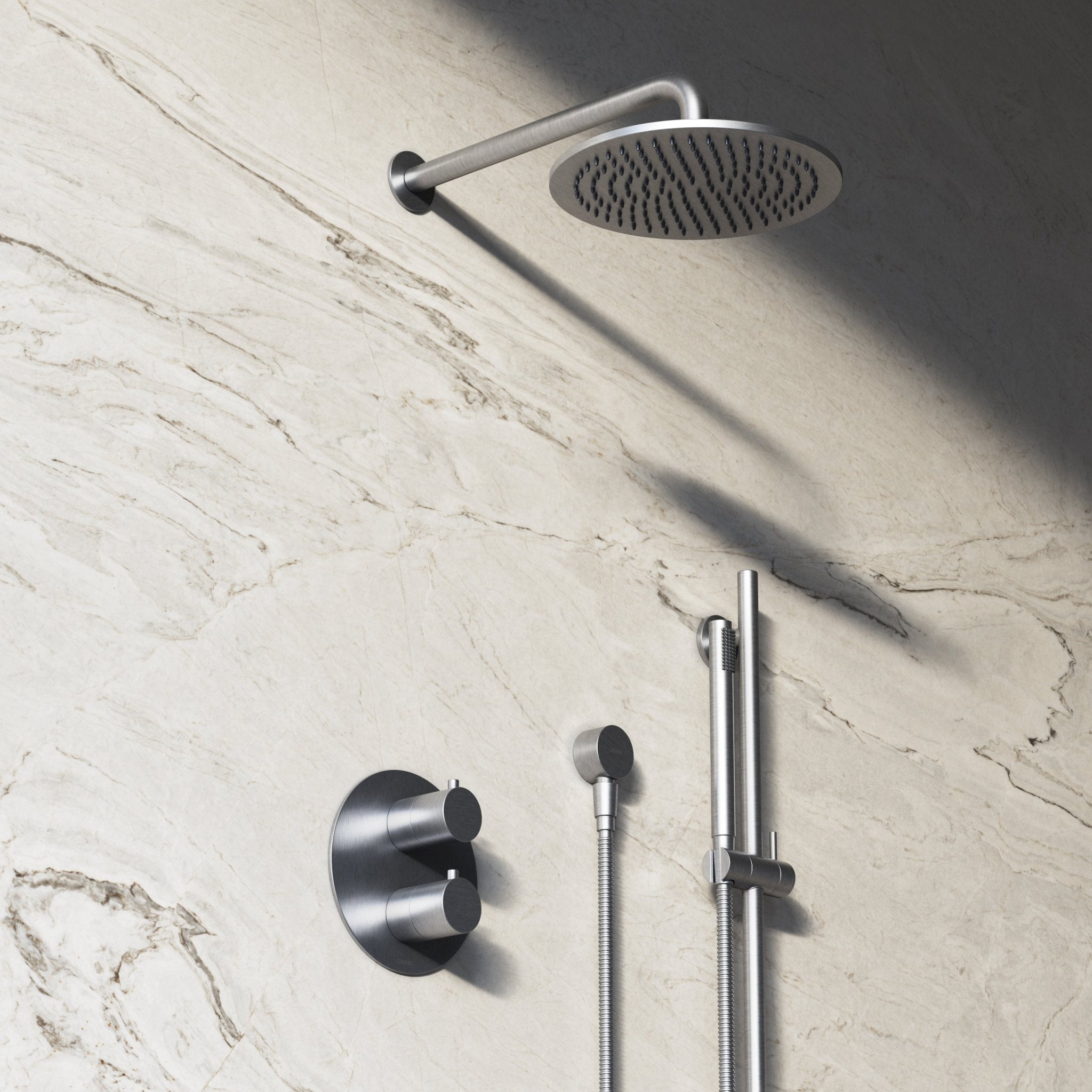 Image of Origin 2-Way Thermostatic Shower Set – Overhead & Slide Rail Hand Shower - Cavari