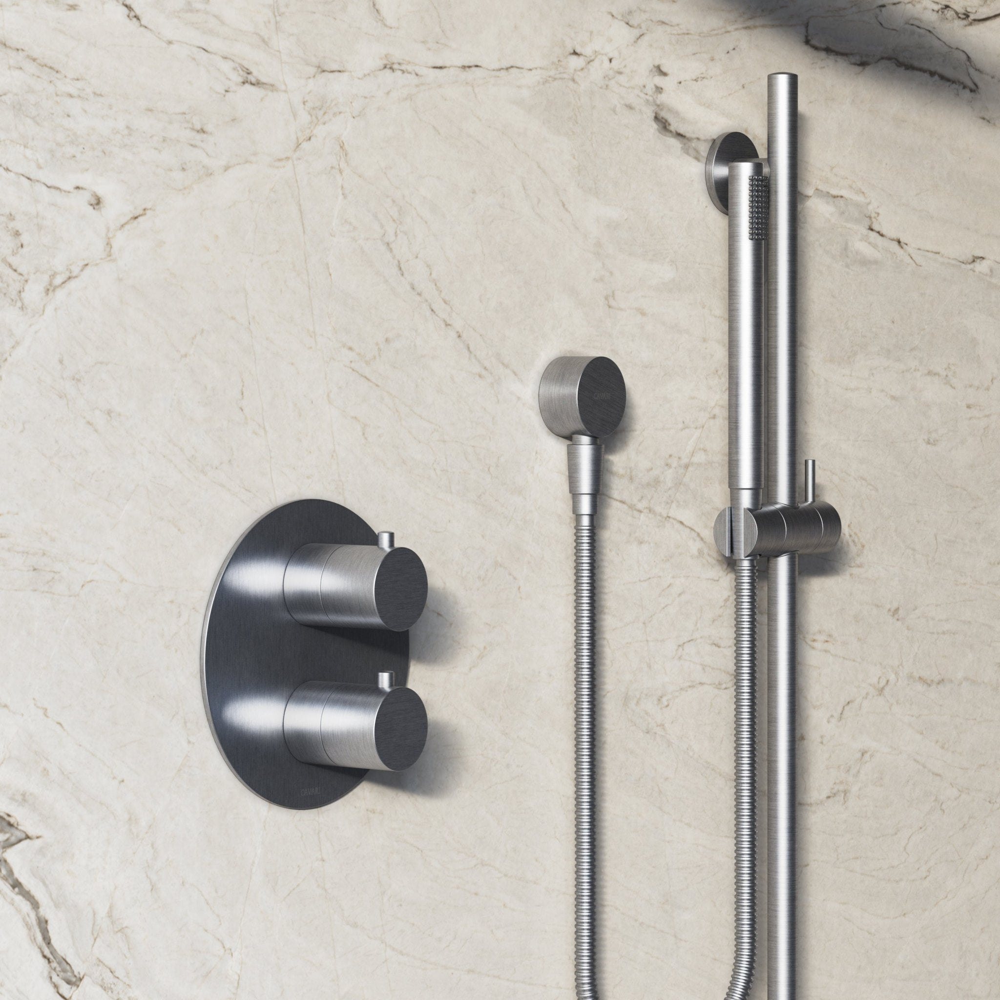 Image of Origin 2-Way Thermostatic Shower Set – Overhead & Slide Rail Hand Shower - Cavari