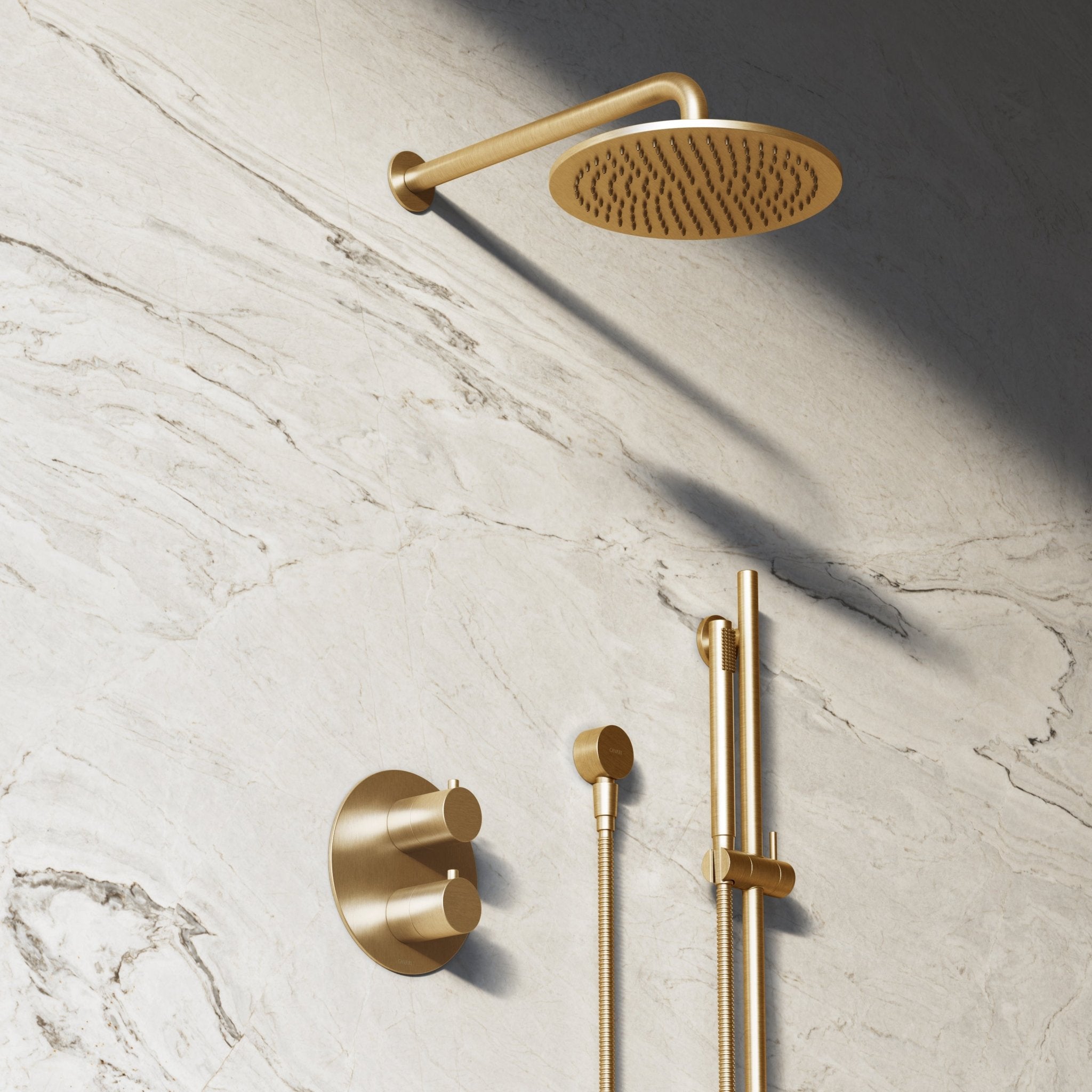 Image of Origin 2-Way Thermostatic Shower Set – Overhead & Slide Rail Hand Shower - Cavari