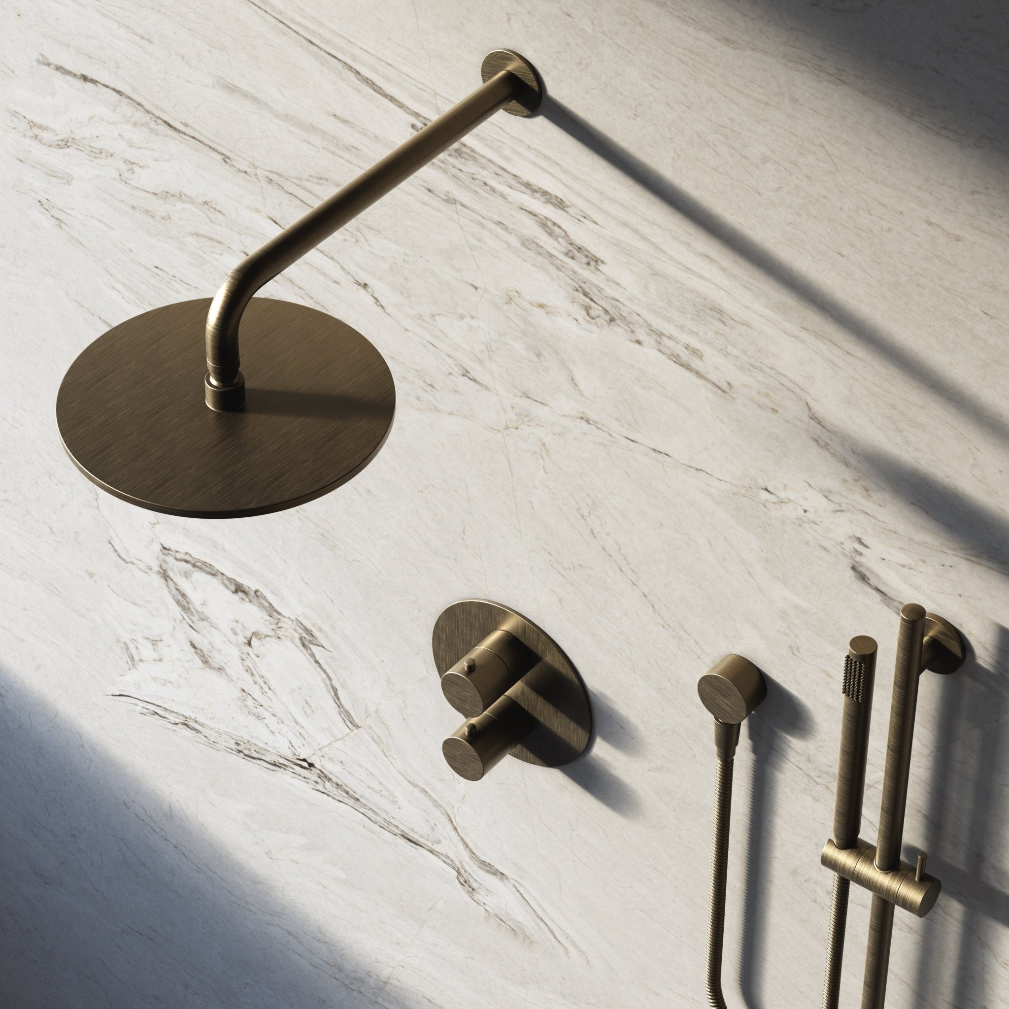 Image of Origin 2-Way Thermostatic Shower Set – Overhead & Slide Rail Hand Shower - Cavari