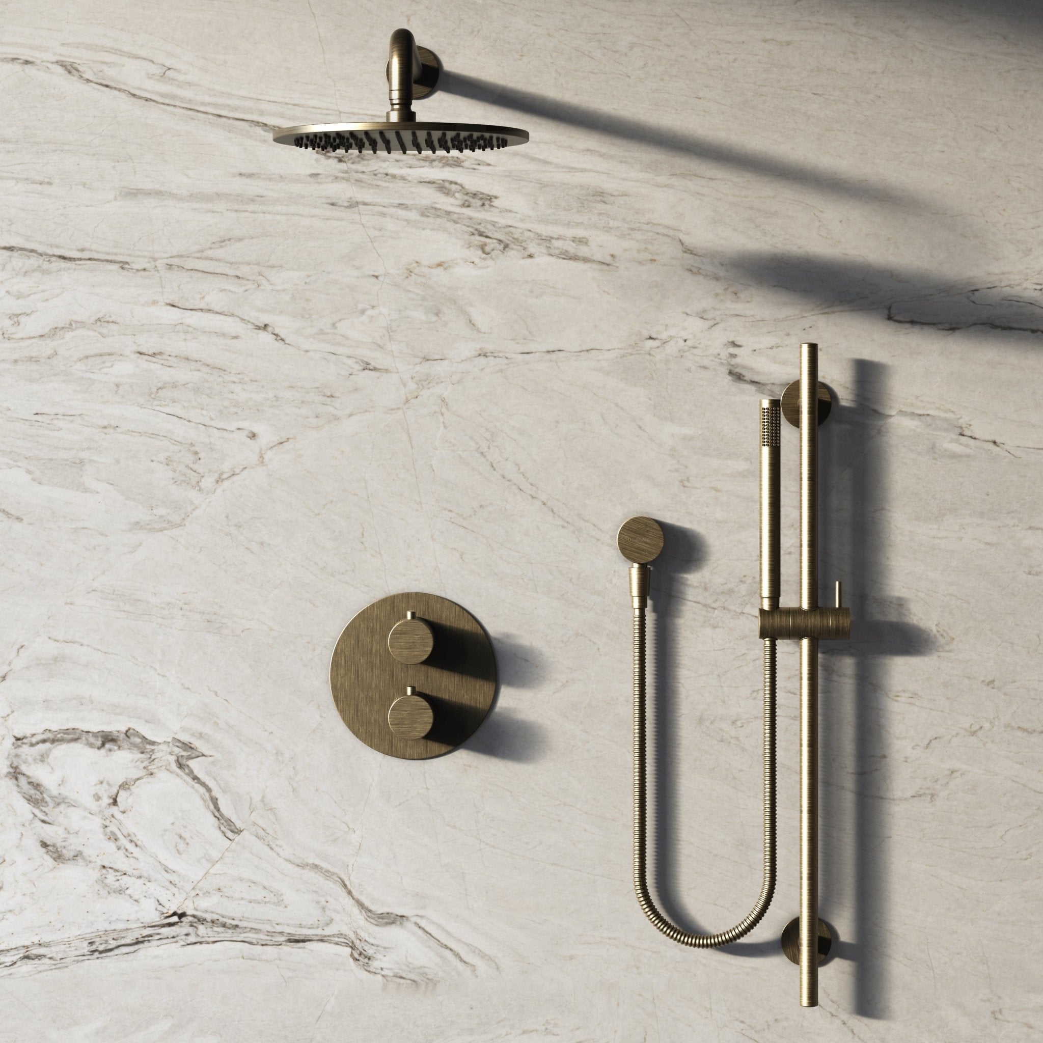 Image of Origin 2-Way Thermostatic Shower Set – Overhead & Slide Rail Hand Shower - Cavari