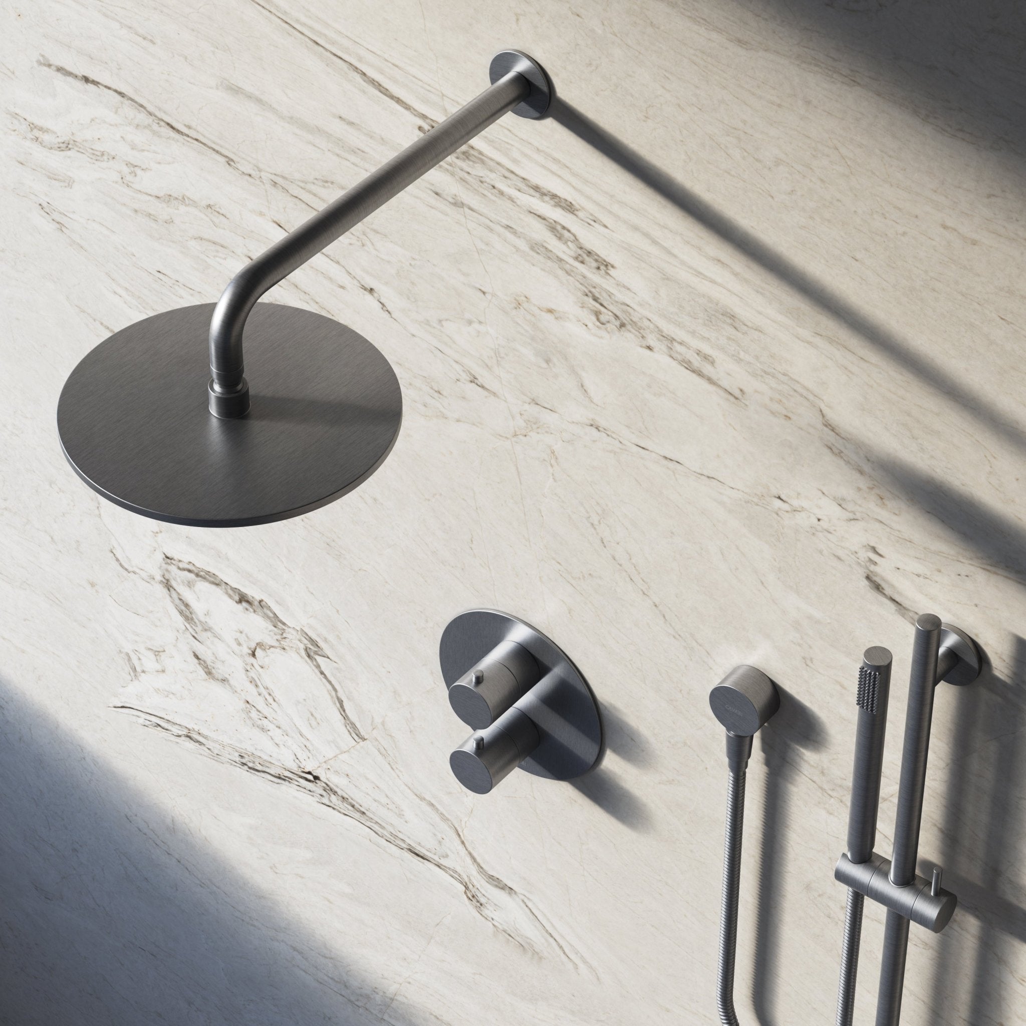 Image of Origin 2-Way Thermostatic Shower Set – Overhead & Slide Rail Hand Shower - Cavari