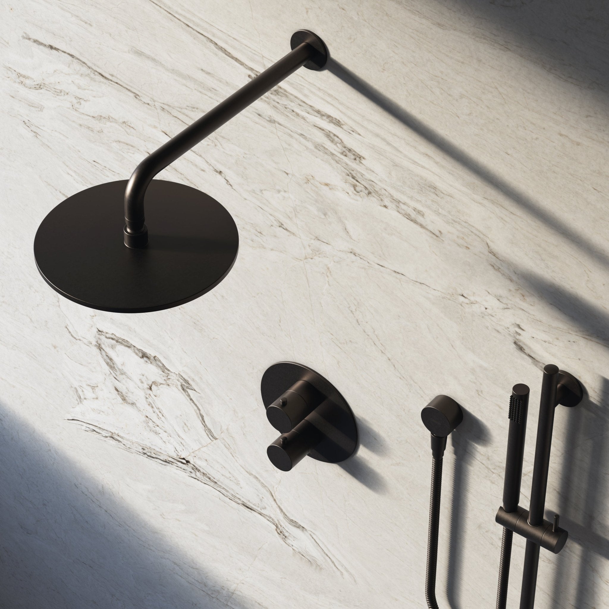 Image of Origin 2-Way Thermostatic Shower Set – Overhead & Slide Rail Hand Shower - Cavari