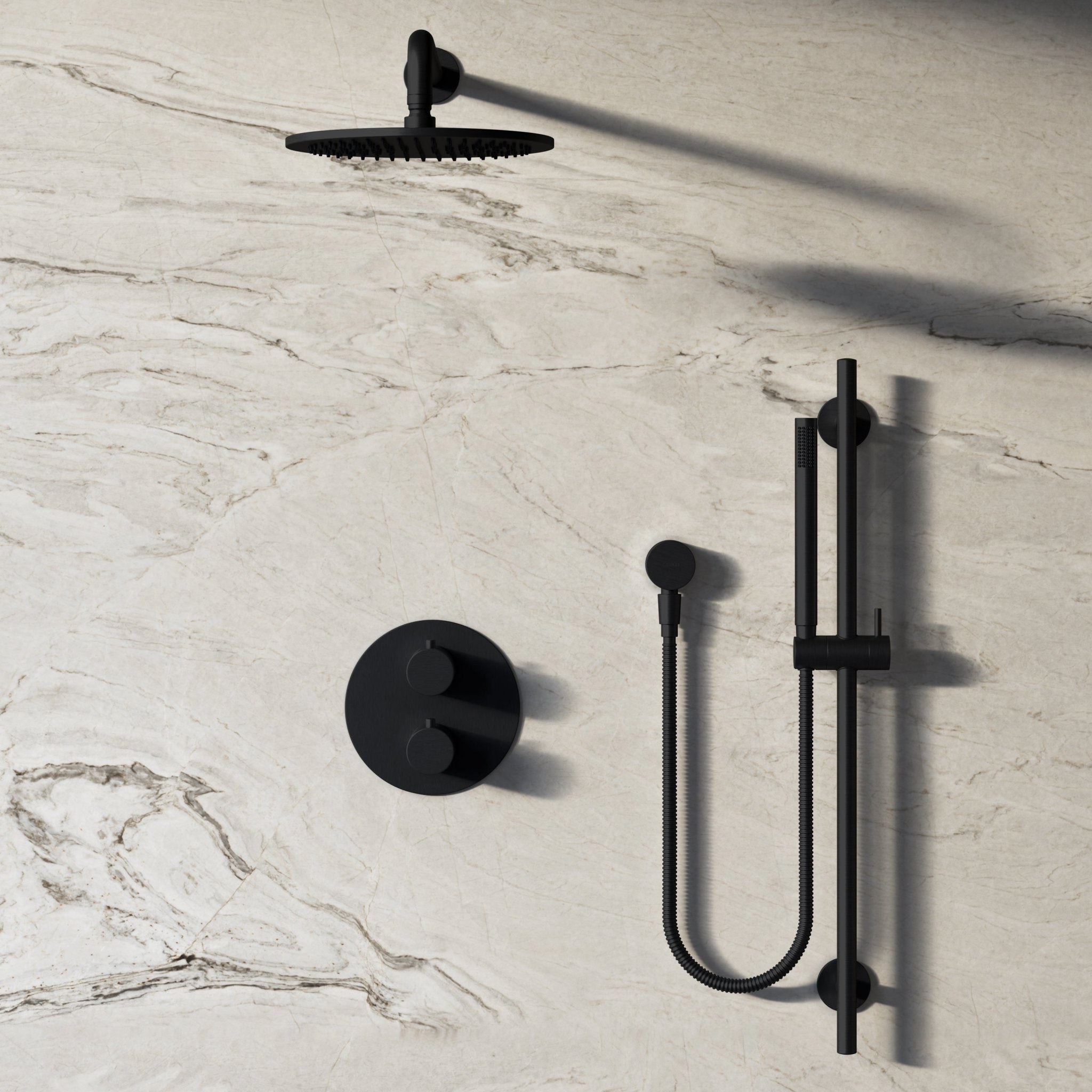 Image of Origin 2-Way Thermostatic Shower Set – Overhead & Slide Rail Hand Shower - Cavari