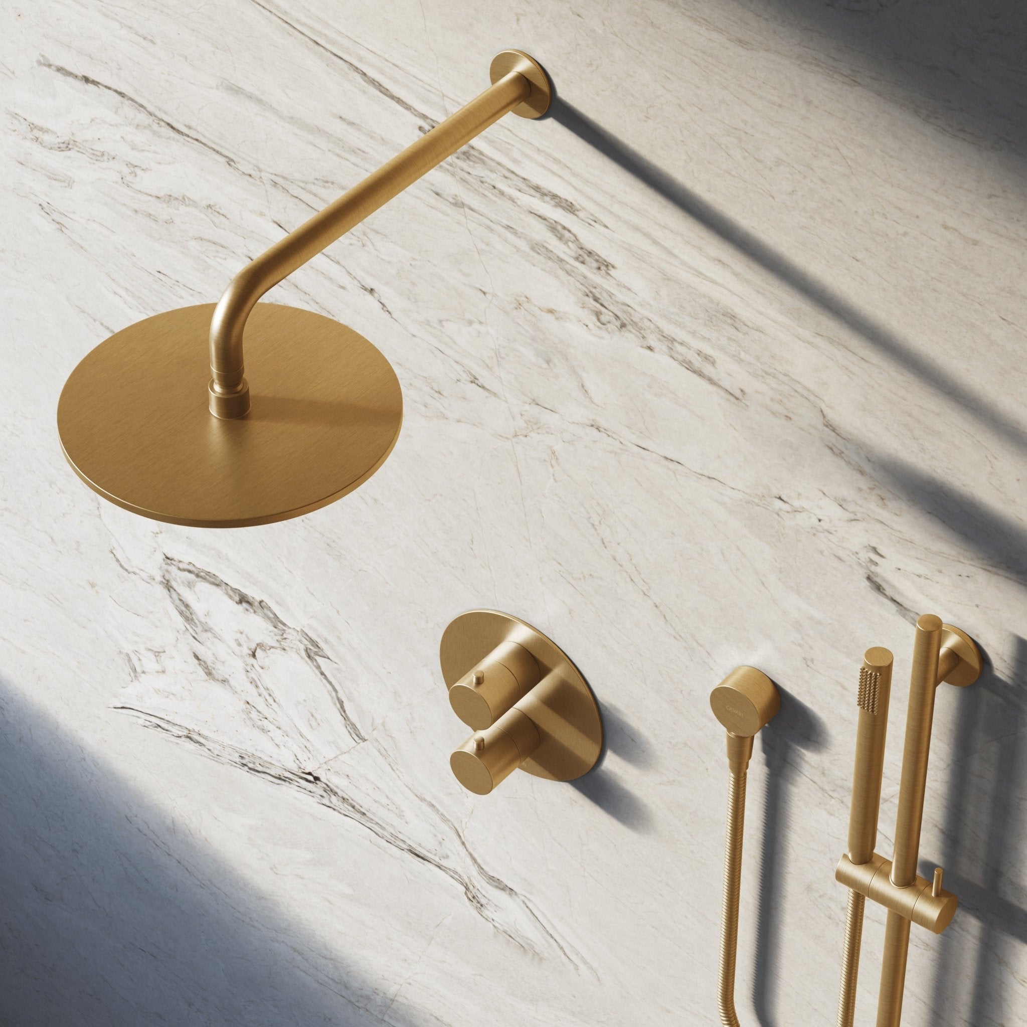 Image of Origin 2-Way Thermostatic Shower Set – Overhead & Slide Rail Hand Shower - Cavari