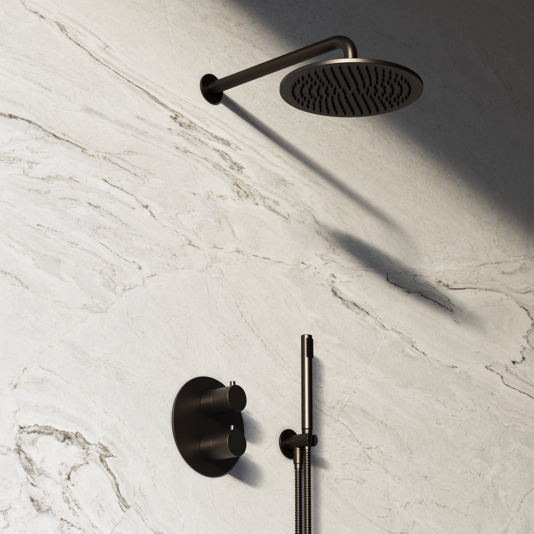 Image of Origin 2-Way Thermostatic Shower Set – Overhead & Straight Hand Shower - Cavari