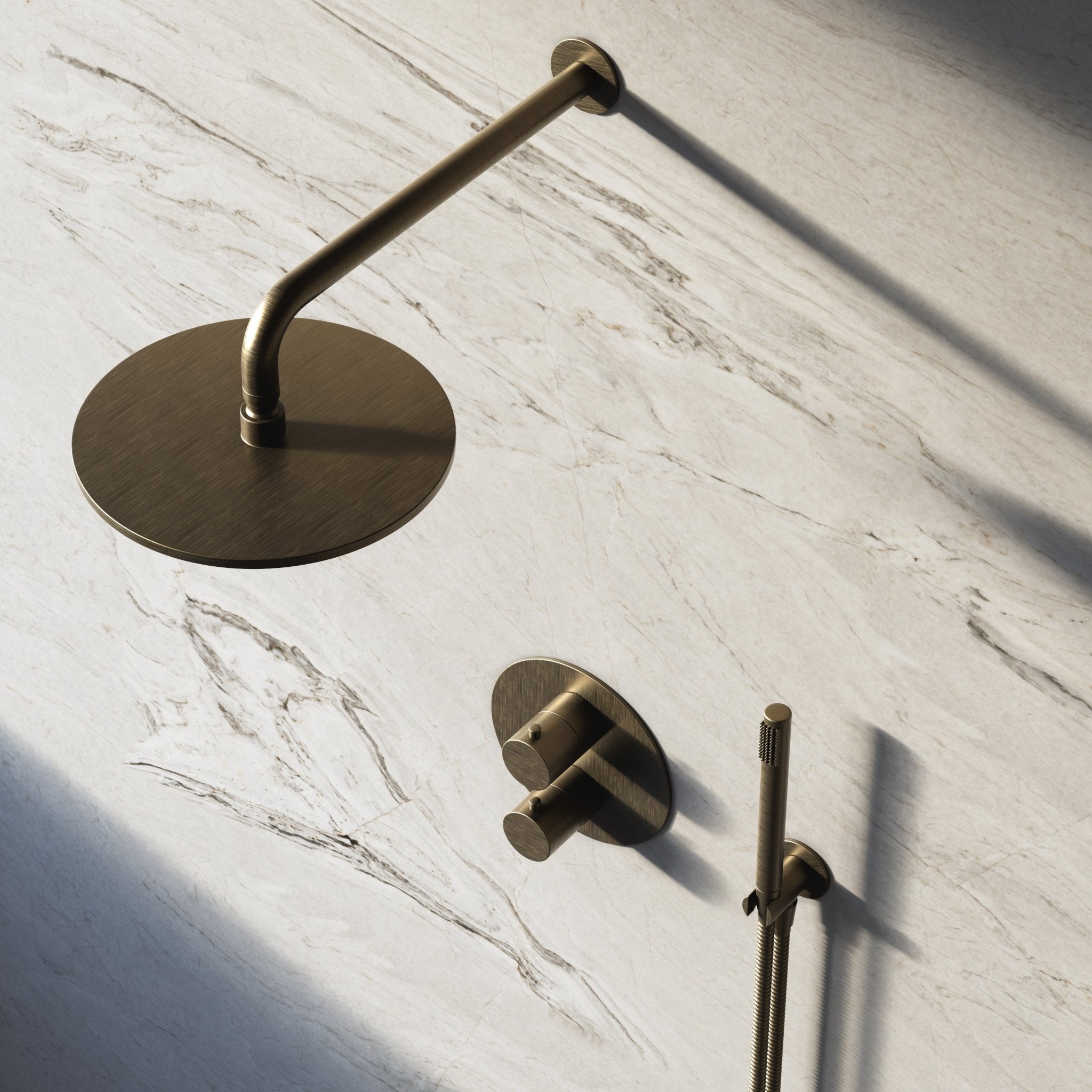 Image of Origin 2-Way Thermostatic Shower Set – Overhead & Straight Hand Shower - Cavari