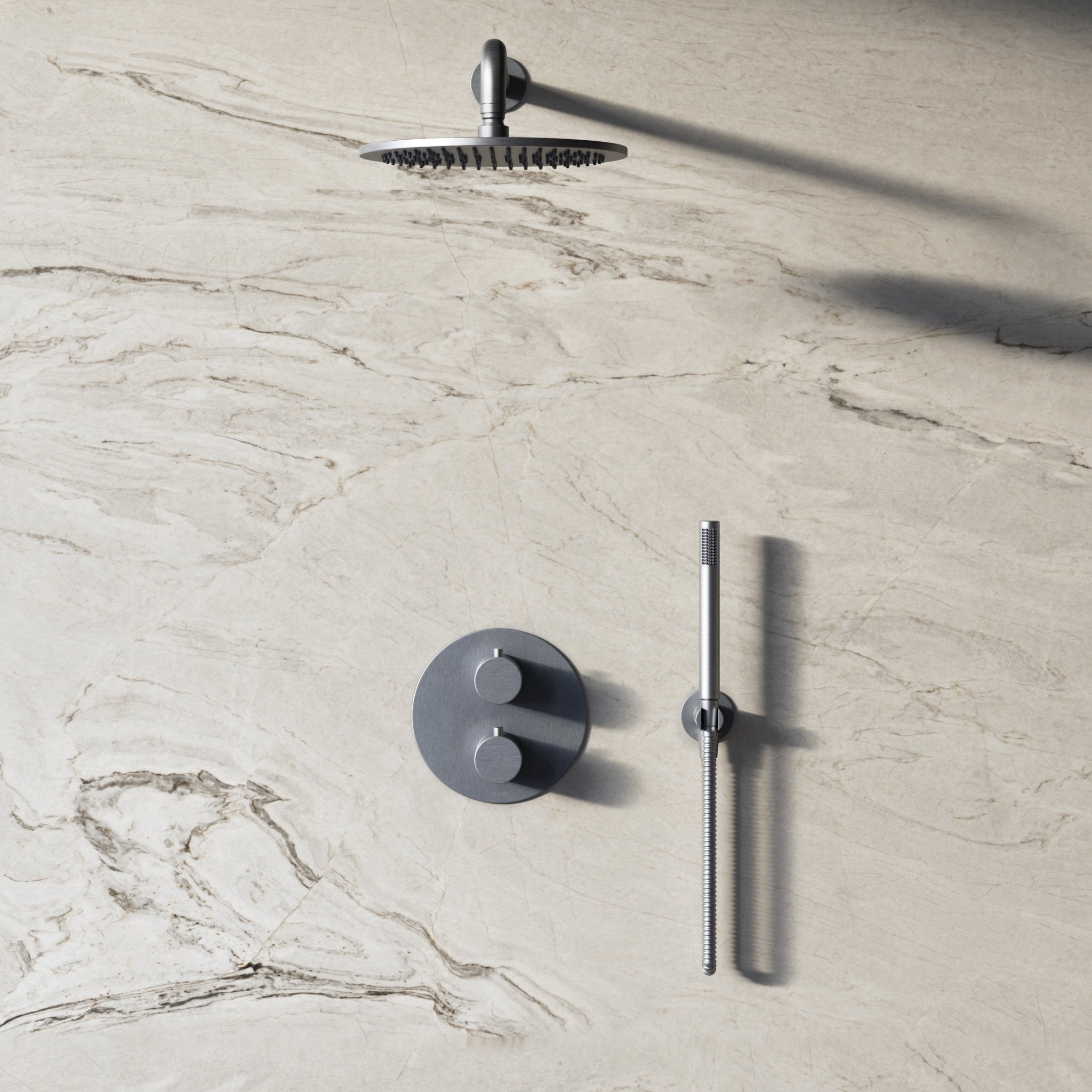 Image of Origin 2-Way Thermostatic Shower Set – Overhead & Straight Hand Shower - Cavari