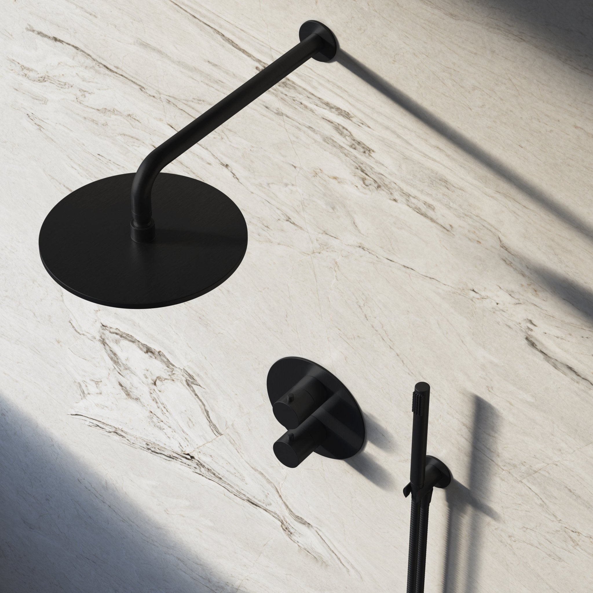Image of Origin 2-Way Thermostatic Shower Set – Overhead & Straight Hand Shower - Cavari