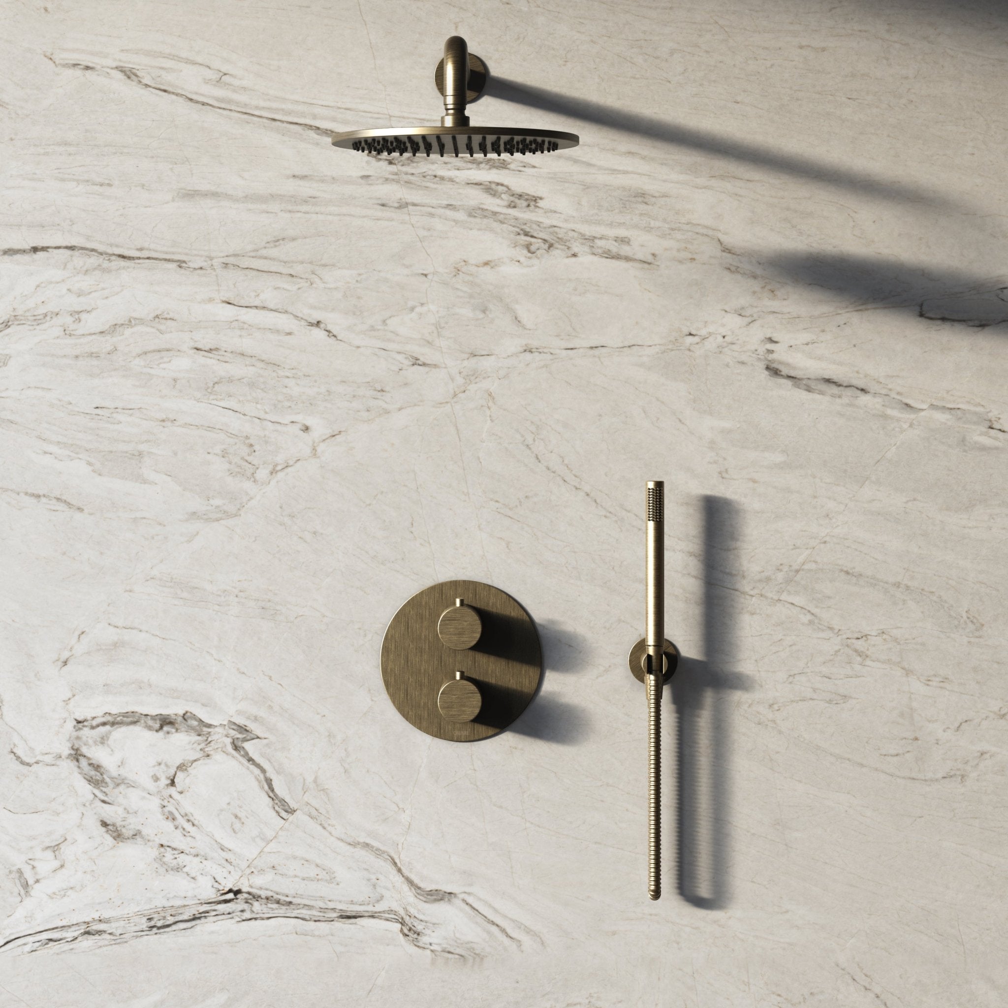Image of Origin 2-Way Thermostatic Shower Set – Overhead & Straight Hand Shower - Cavari