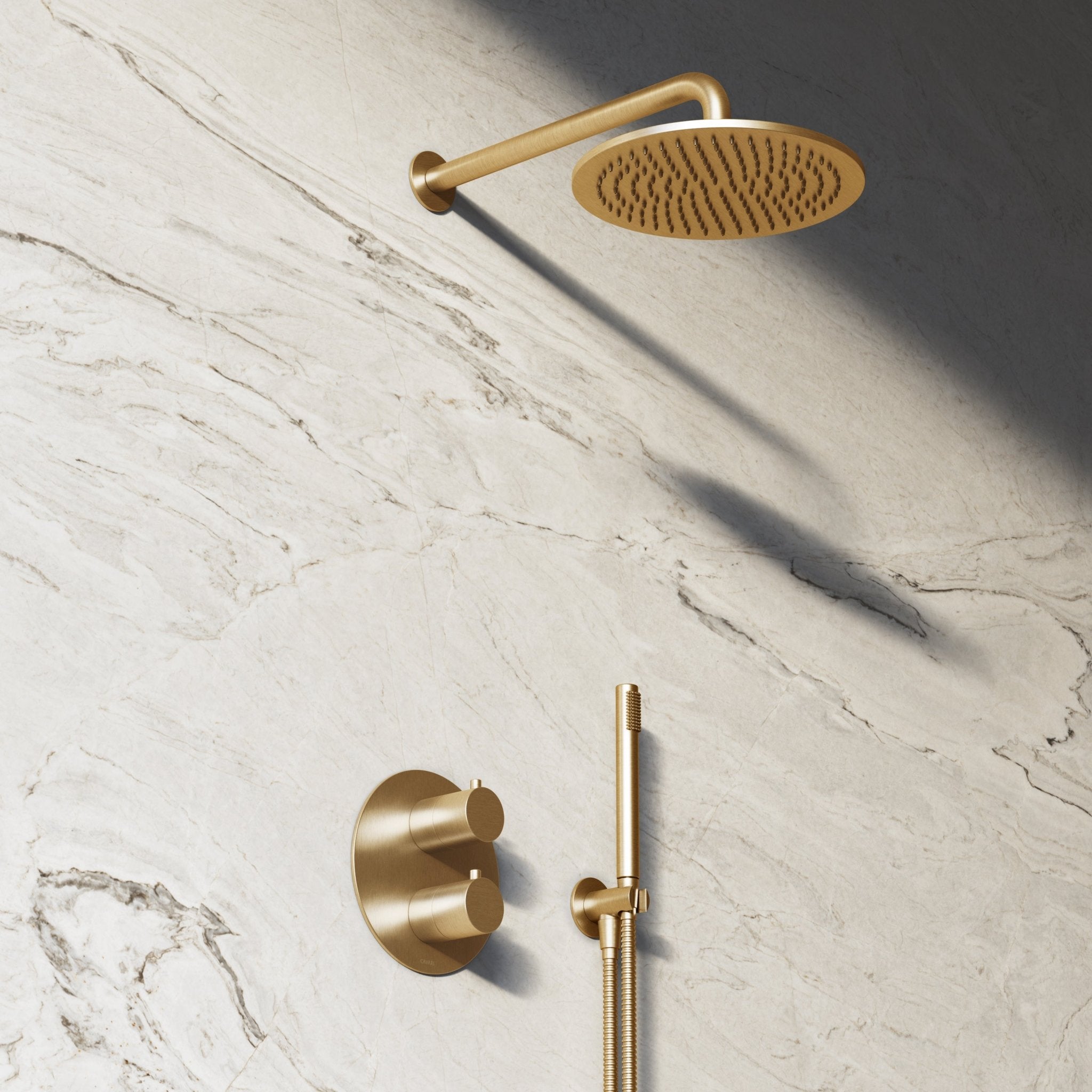 Image of Origin 2-Way Thermostatic Shower Set – Overhead & Straight Hand Shower - Cavari
