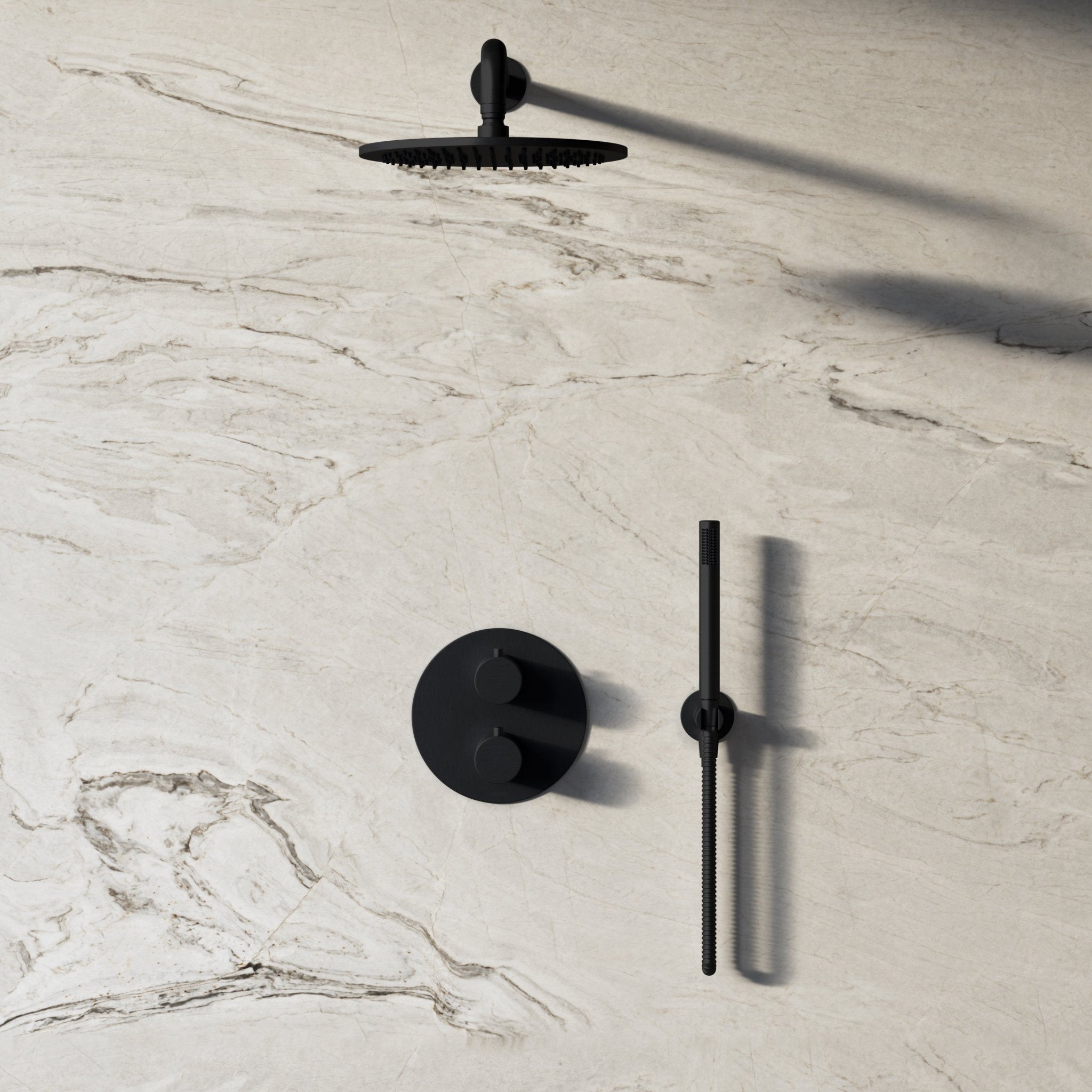 Image of Origin 2-Way Thermostatic Shower Set – Overhead & Straight Hand Shower - Cavari
