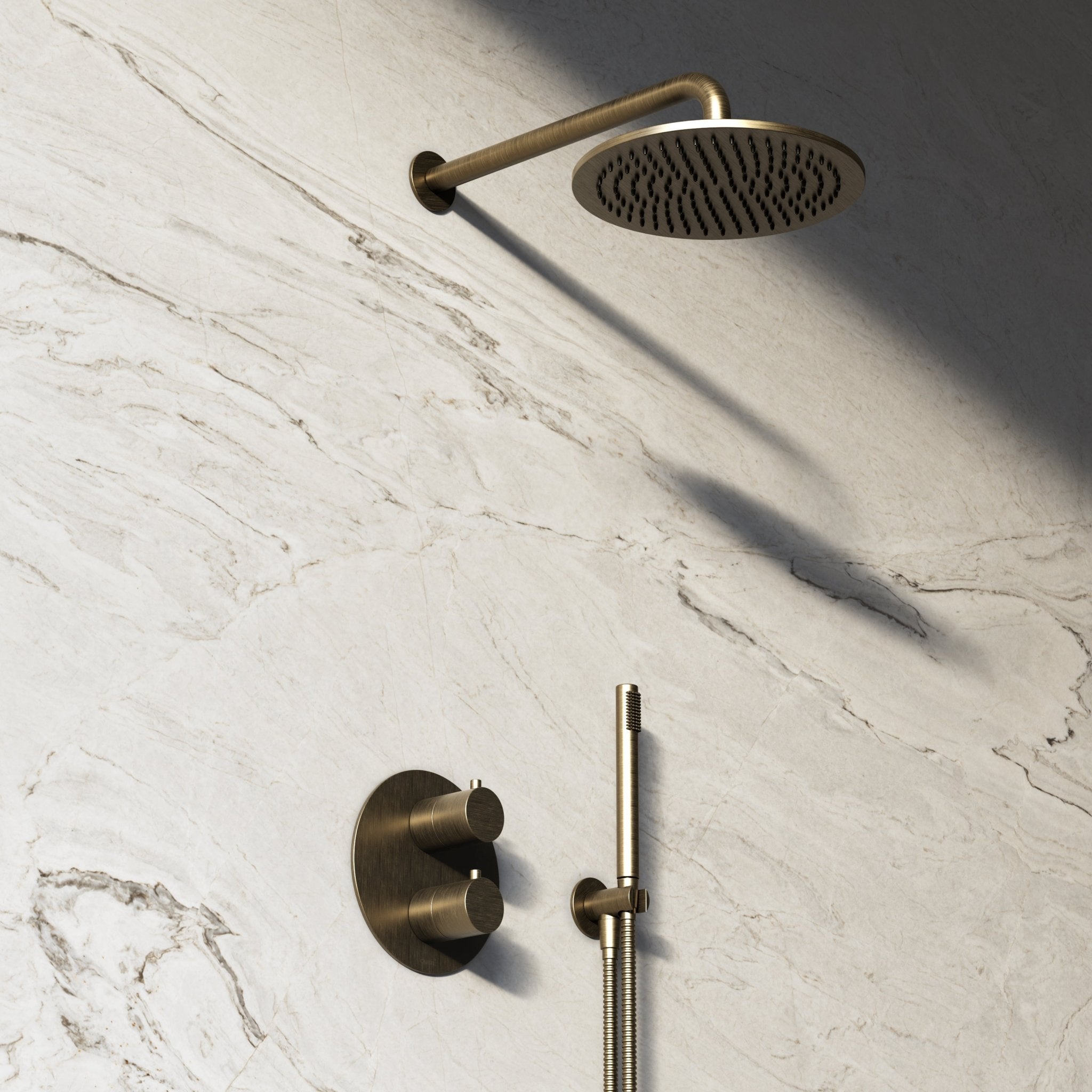 Image of Origin 2-Way Thermostatic Shower Set – Overhead & Straight Hand Shower - Cavari