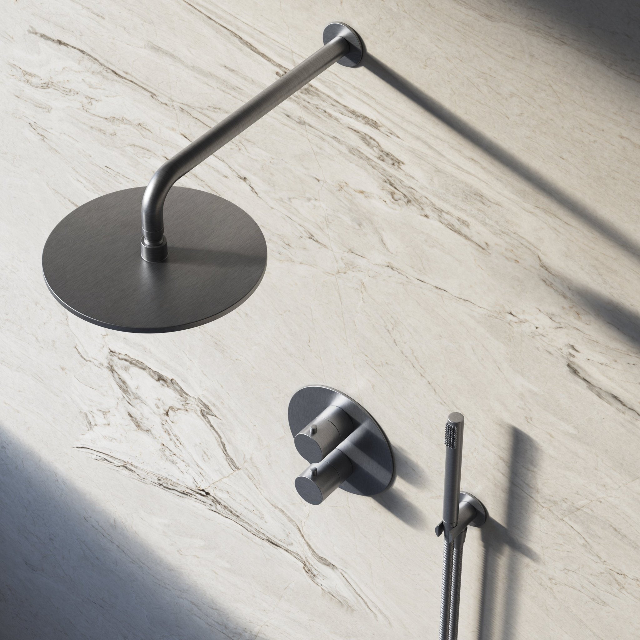 Image of Origin 2-Way Thermostatic Shower Set – Overhead & Straight Hand Shower - Cavari