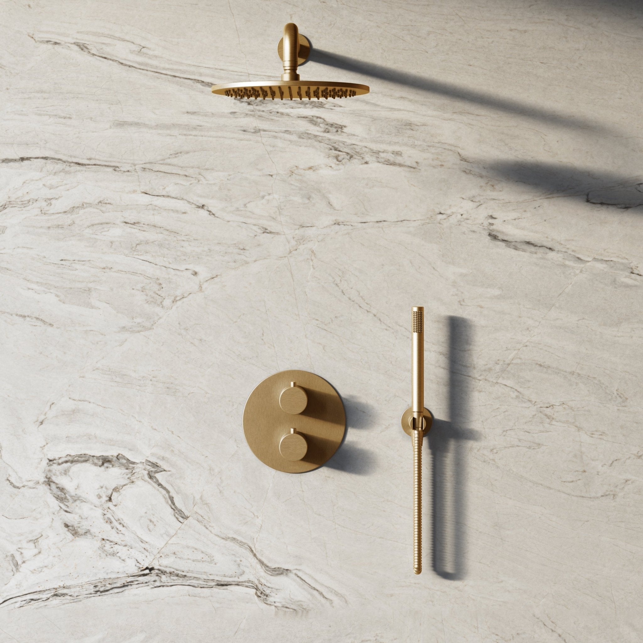 Image of Origin 2-Way Thermostatic Shower Set – Overhead & Straight Hand Shower - Cavari
