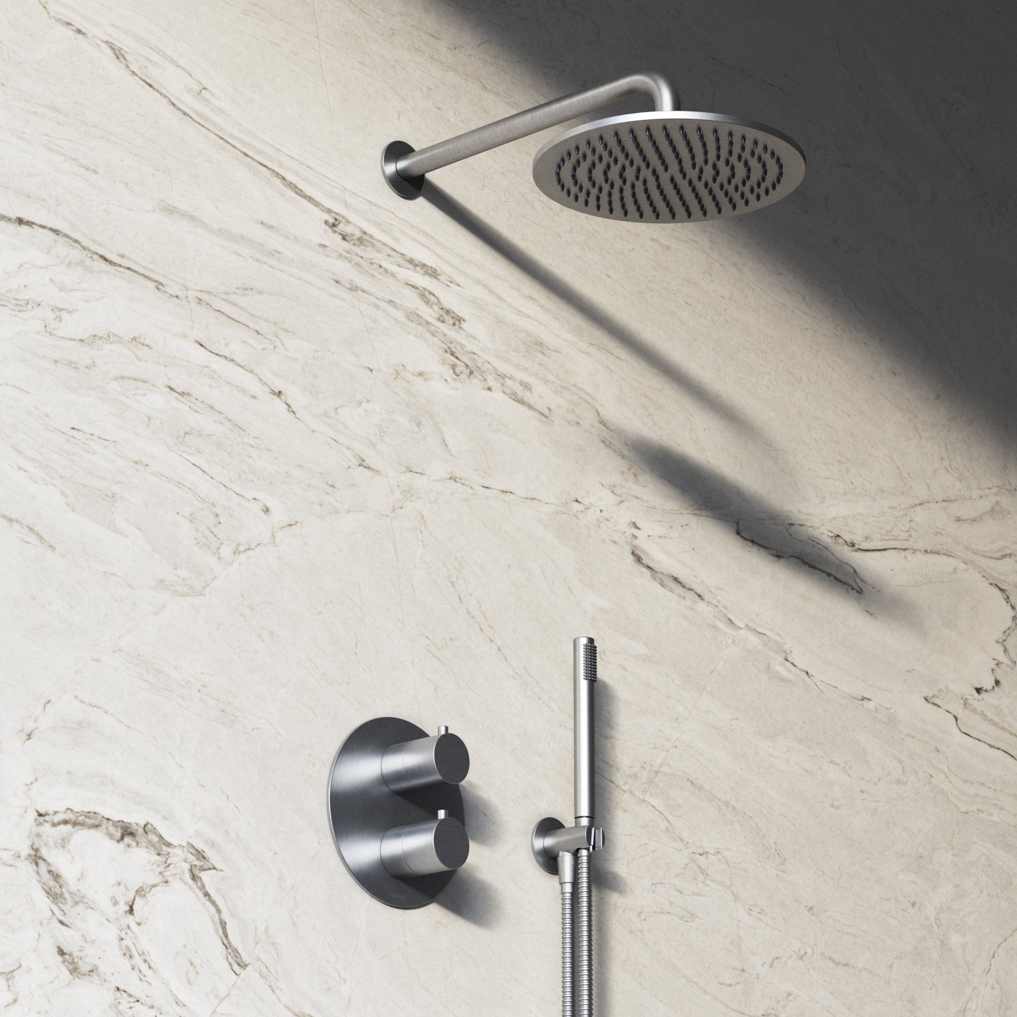 Image of Origin 2-Way Thermostatic Shower Set – Overhead & Straight Hand Shower - Cavari