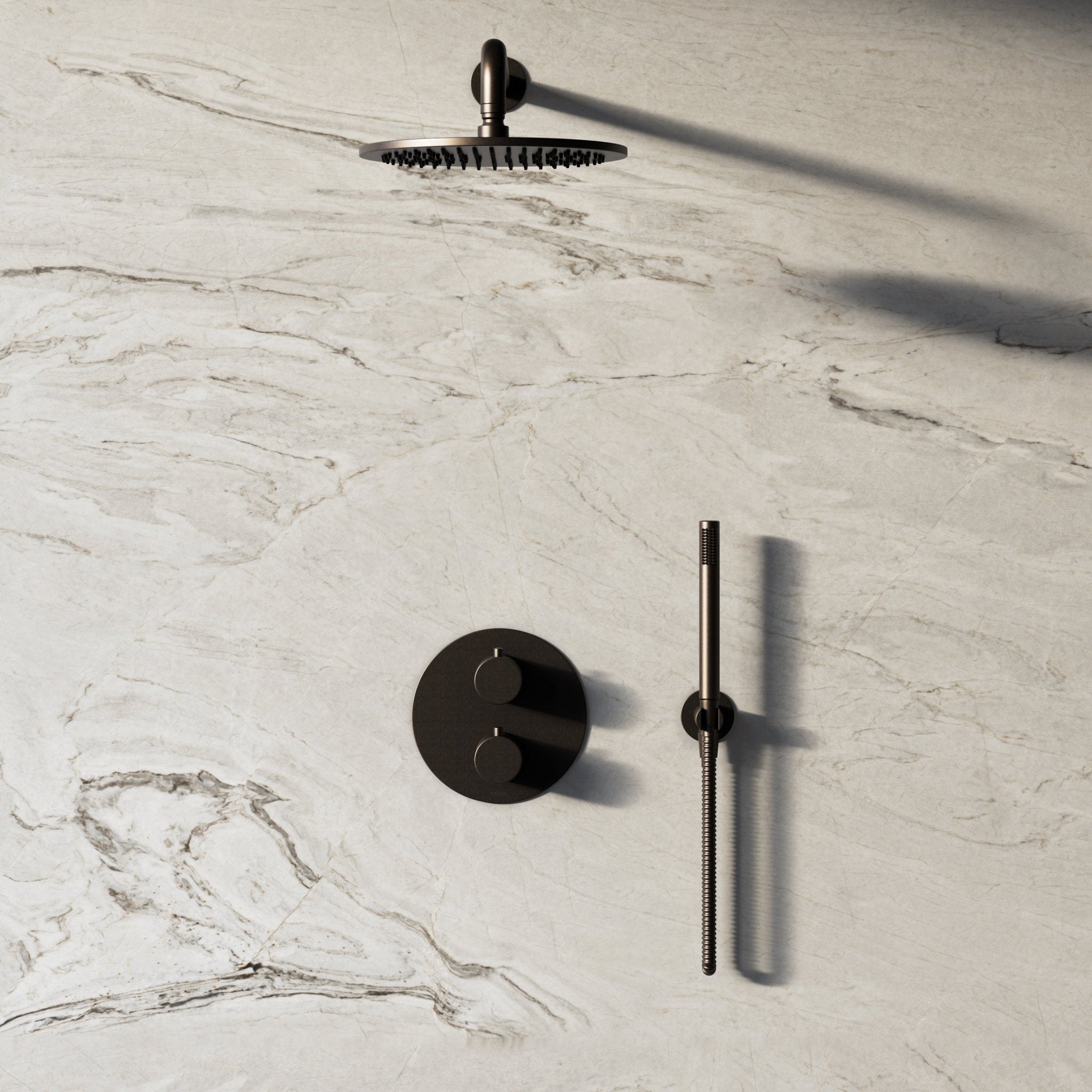 Image of Origin 2-Way Thermostatic Shower Set – Overhead & Straight Hand Shower - Cavari