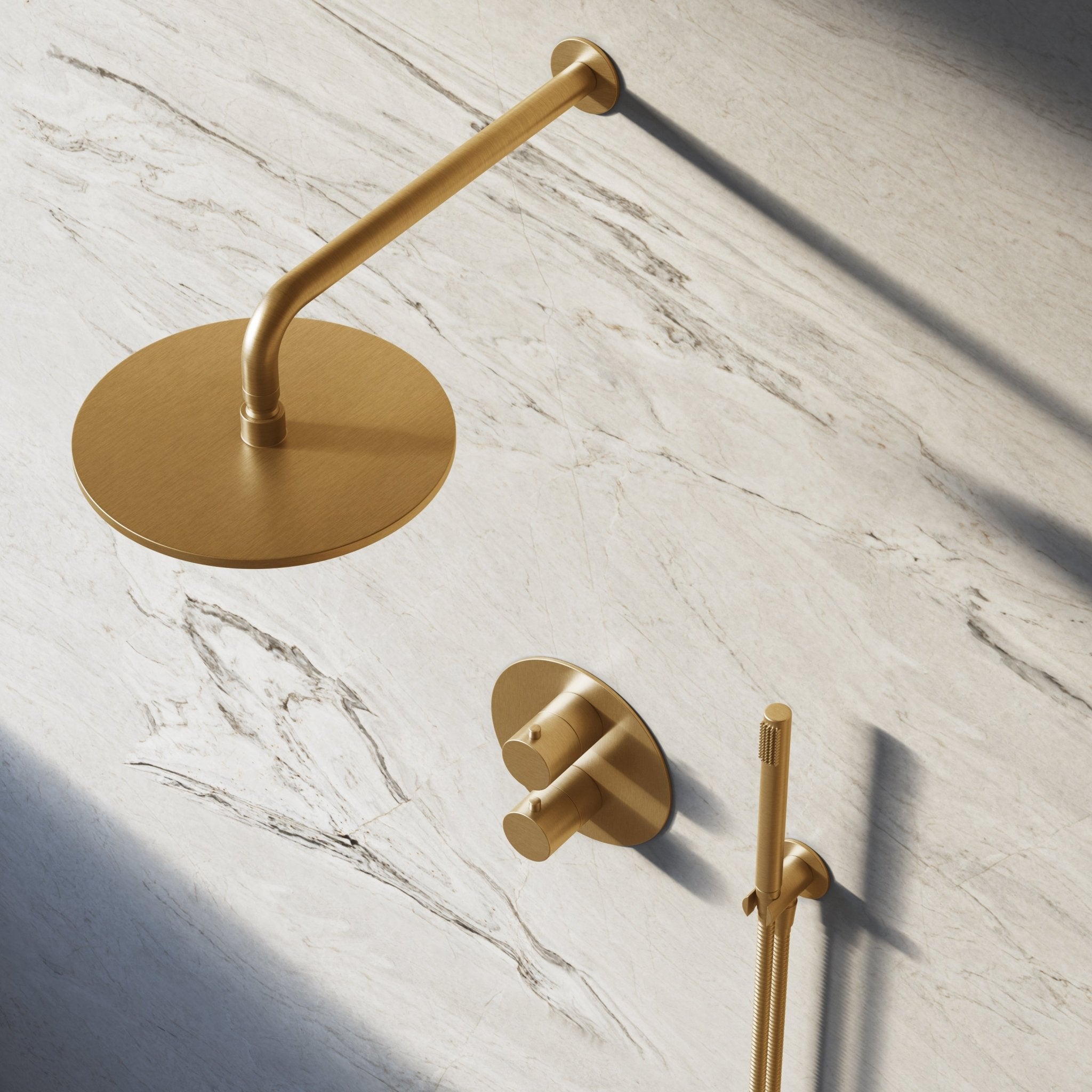Image of Origin 2-Way Thermostatic Shower Set – Overhead & Straight Hand Shower - Cavari