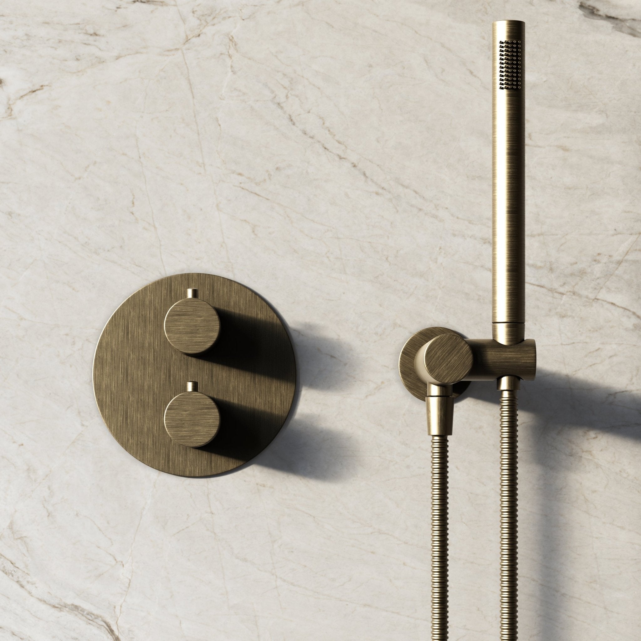 Image of Origin 3-Way Thermostatic Shower Set – Ceiling Mounted Overhead, Angled Hand Shower & Short Spout - Cavari