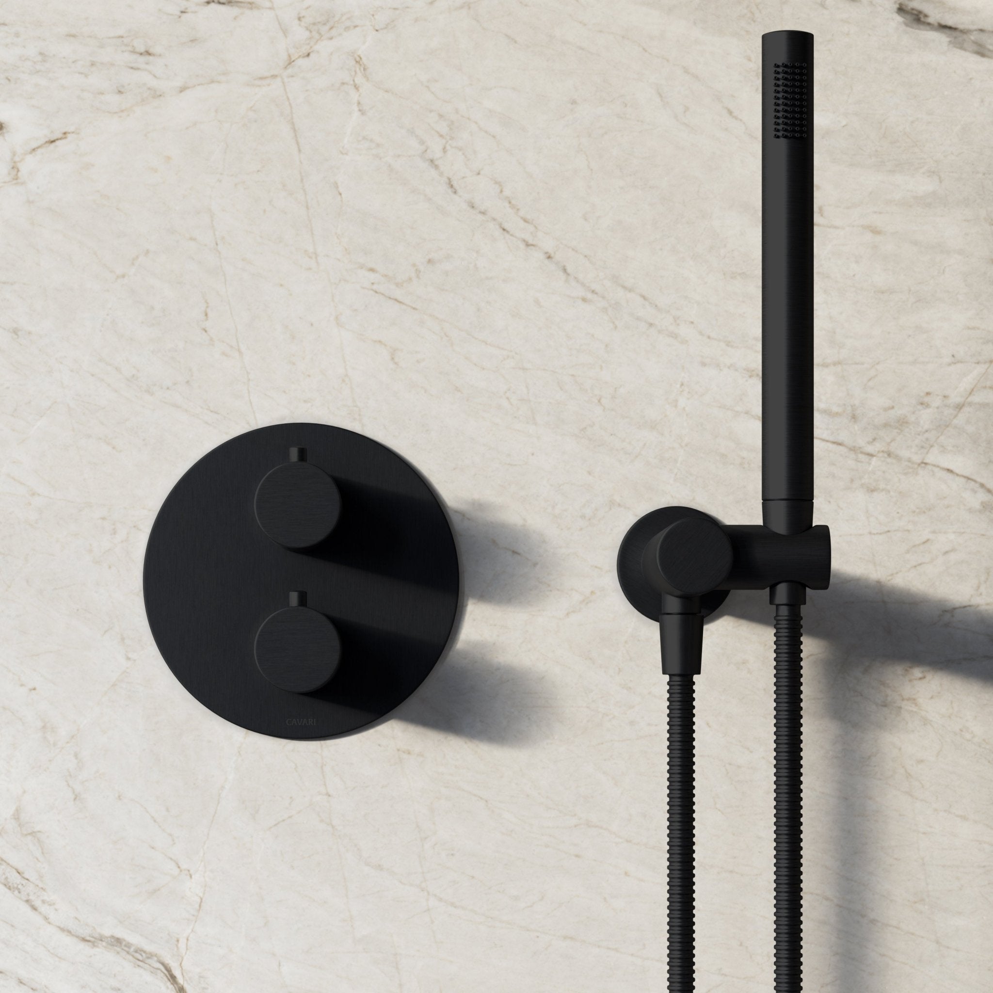 Image of Origin 3-Way Thermostatic Shower Set – Ceiling Mounted Overhead, Angled Hand Shower & Short Spout - Cavari