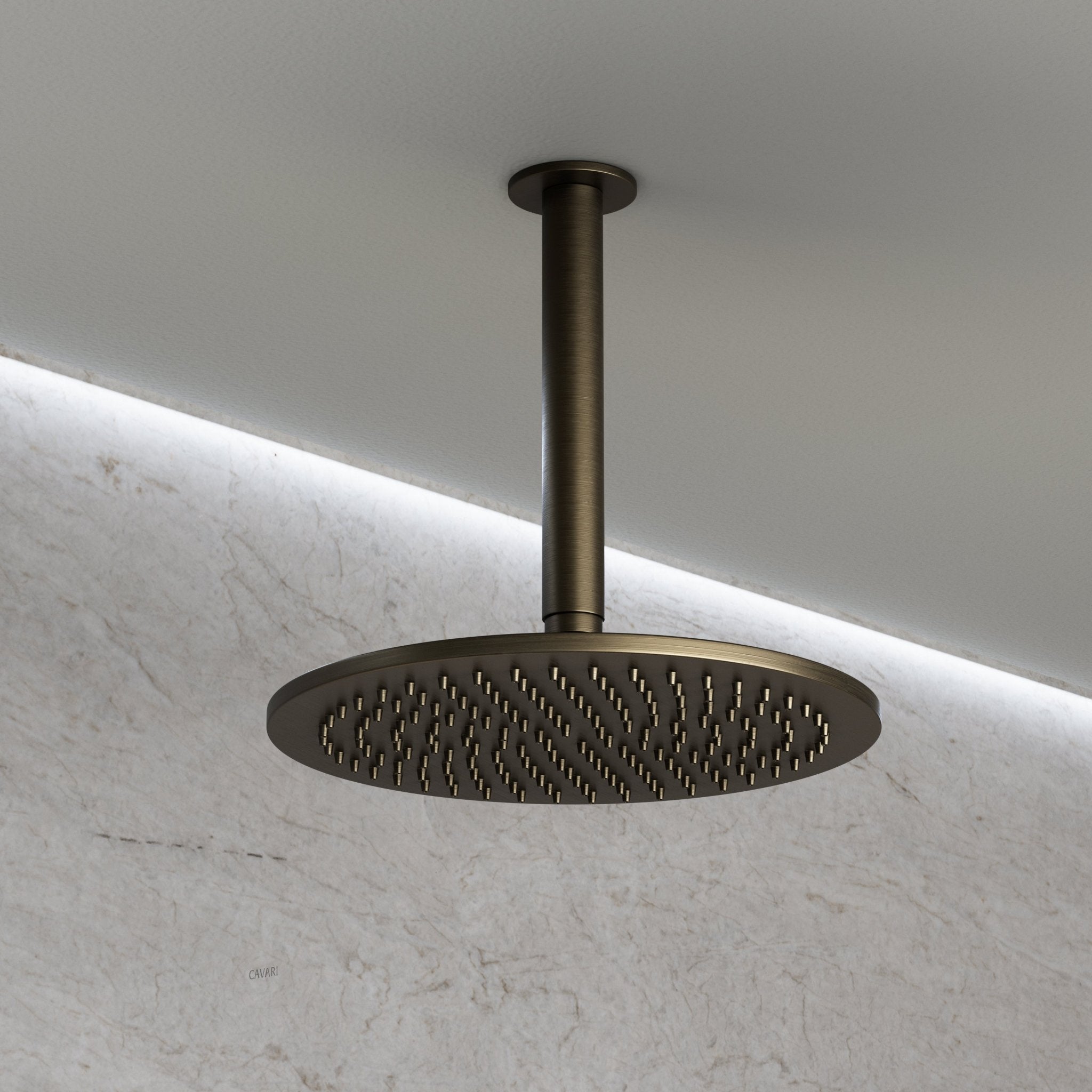 Image of Origin 3-Way Thermostatic Shower Set – Ceiling Mounted Overhead, Slide Rail Hand Shower & Short Spout - Cavari