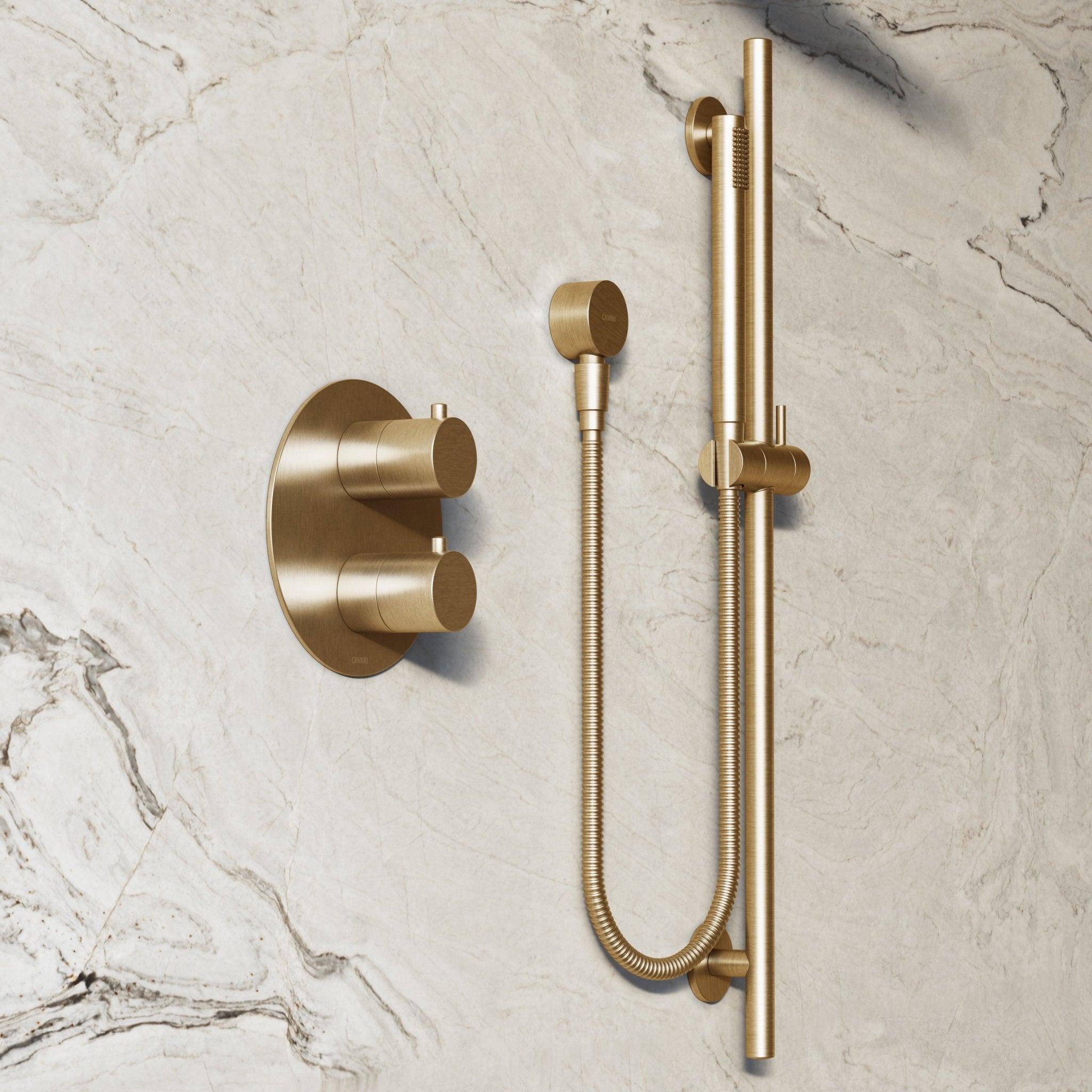 Image of Origin 3-Way Thermostatic Shower Set – Ceiling Mounted Overhead, Slide Rail Hand Shower & Short Spout - Cavari