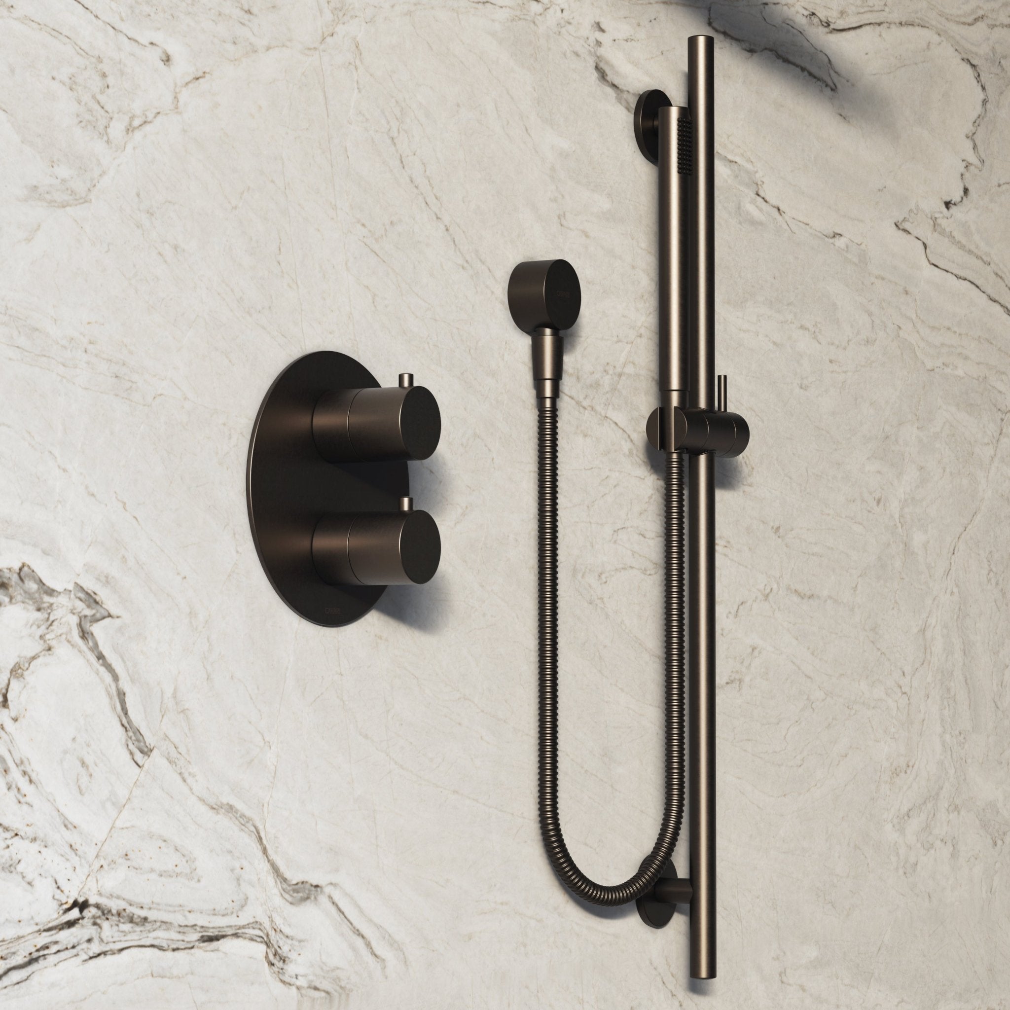 Image of Origin 3-Way Thermostatic Shower Set – Ceiling Mounted Overhead, Slide Rail Hand Shower & Short Spout - Cavari