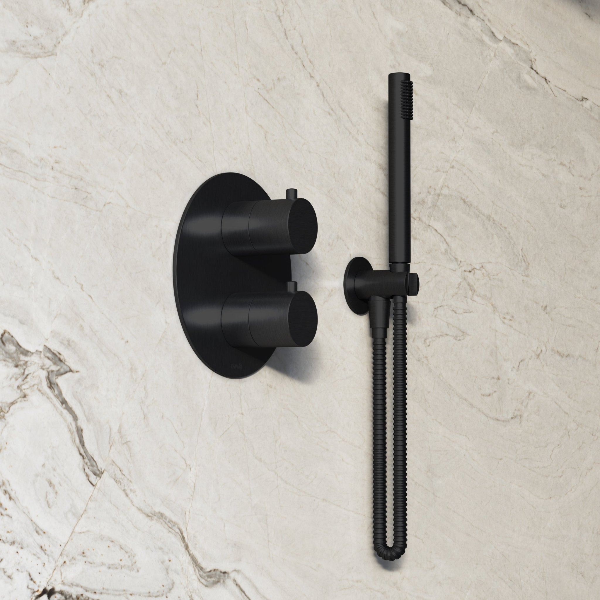 Image of Origin 3-Way Thermostatic Shower Set – Ceiling Mounted Overhead, Straight Hand Shower & Short Spout - Cavari
