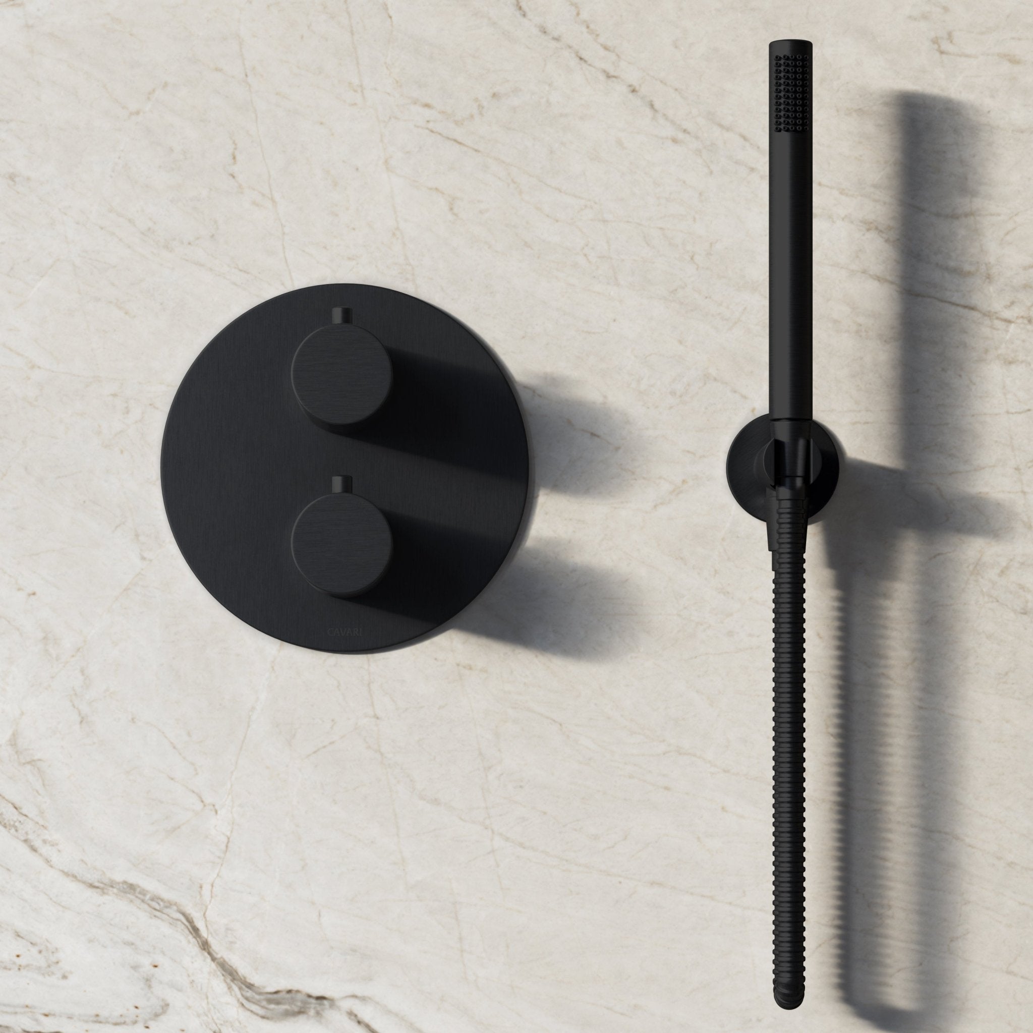 Image of Origin 3-Way Thermostatic Shower Set – Ceiling Mounted Overhead, Straight Hand Shower & Short Spout - Cavari