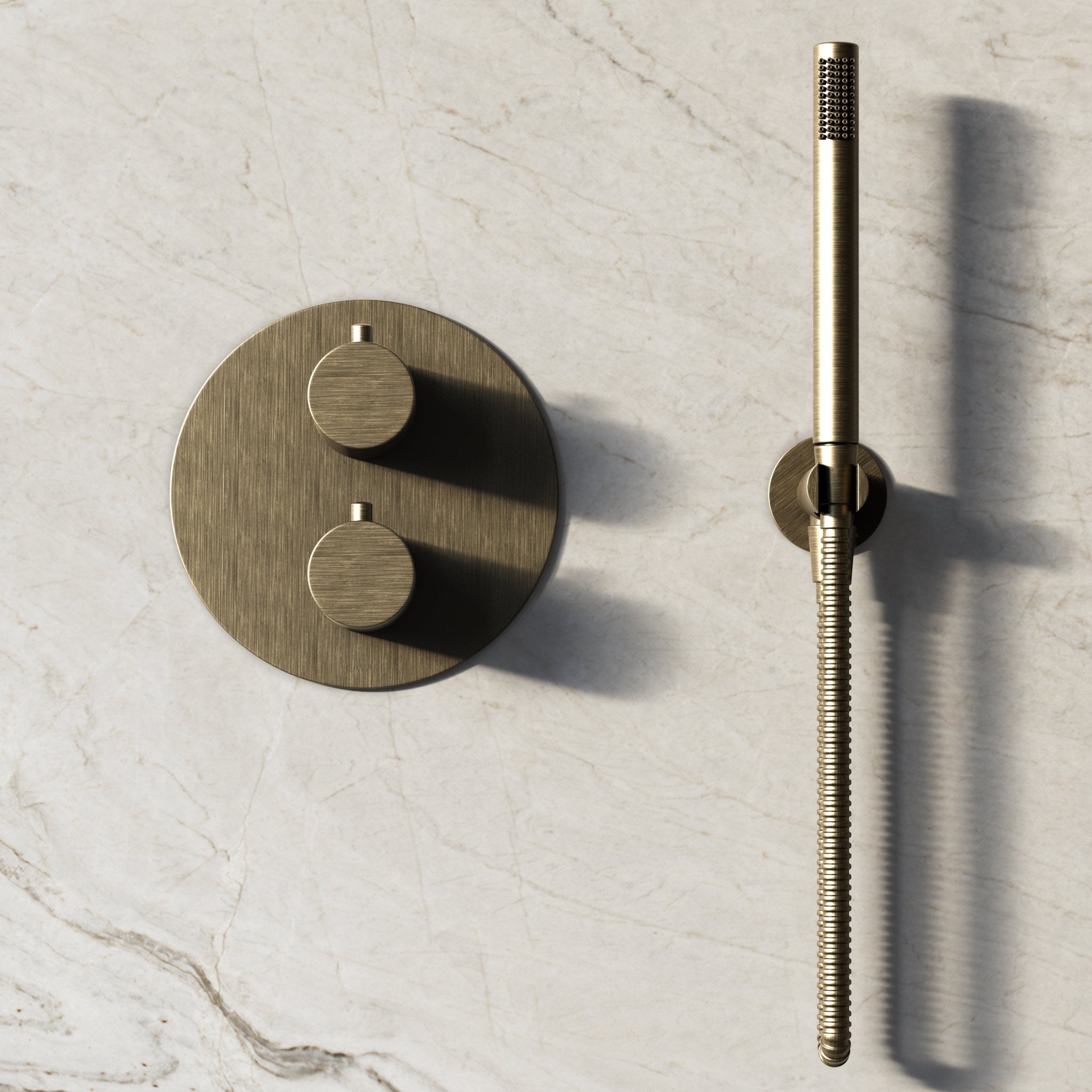 Image of Origin 3-Way Thermostatic Shower Set – Ceiling Mounted Overhead, Straight Hand Shower & Short Spout - Cavari