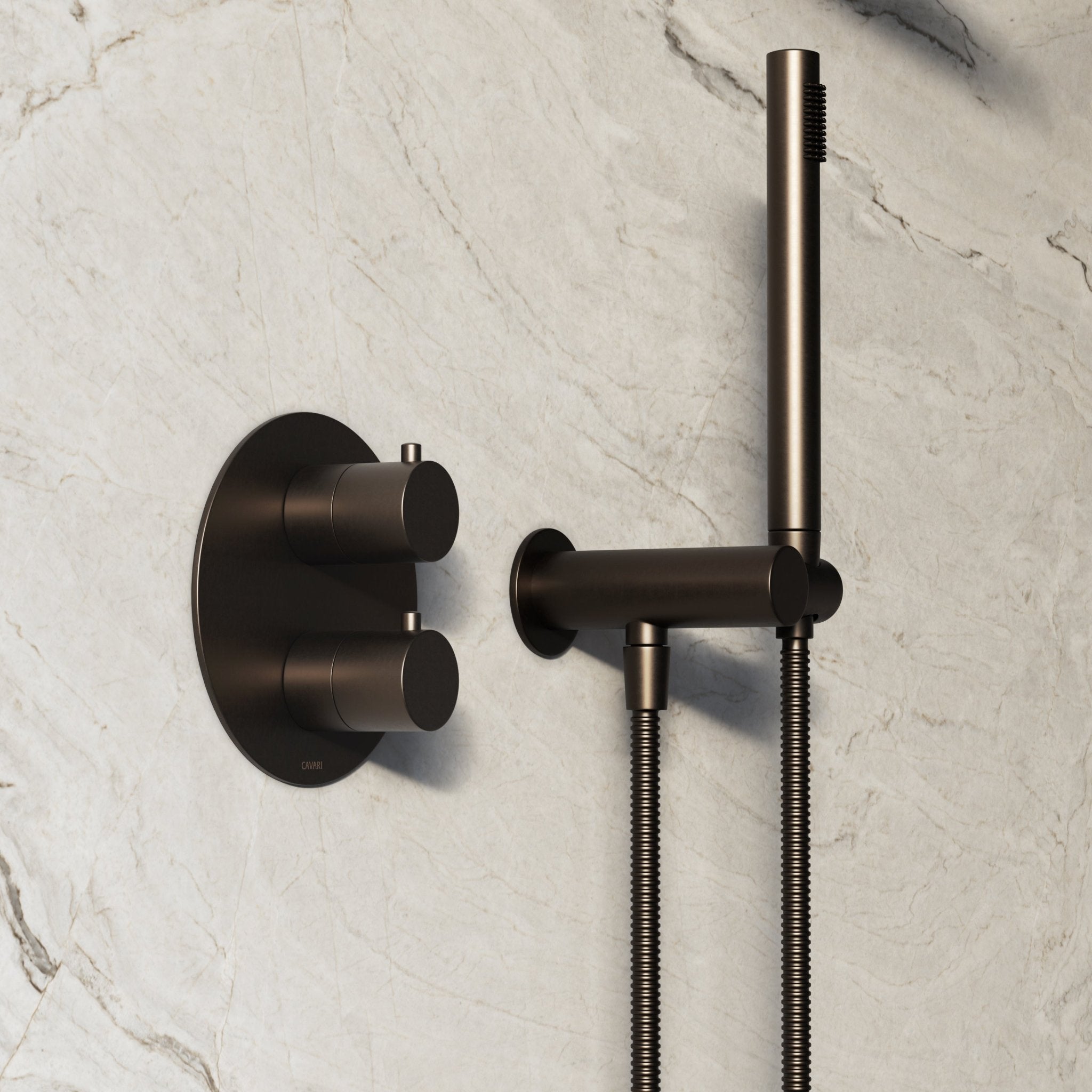 Image of Origin 3-Way Thermostatic Shower Set – Overhead, Angled Hand Shower & Short Spout - Cavari