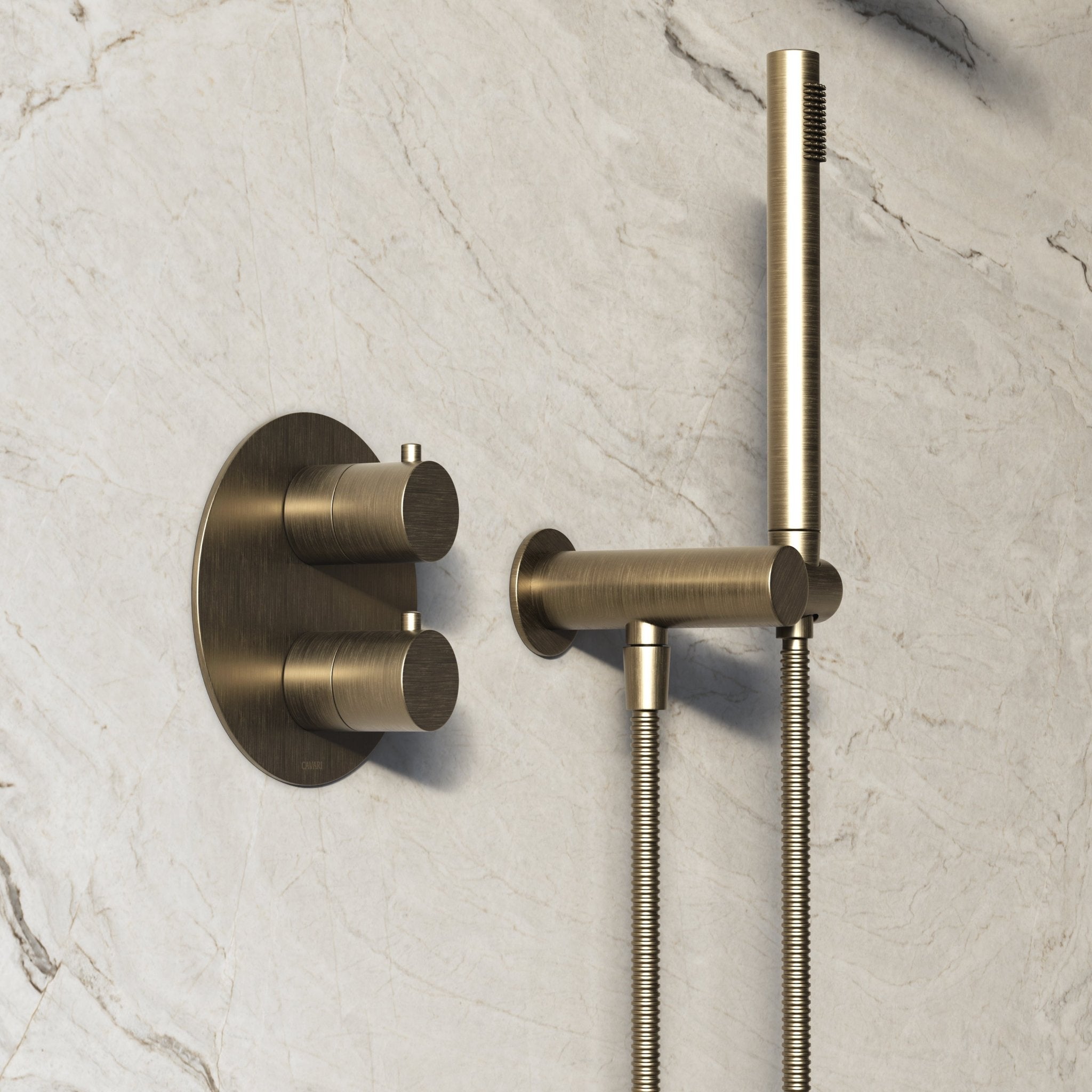 Image of Origin 3-Way Thermostatic Shower Set – Overhead, Angled Hand Shower & Short Spout - Cavari