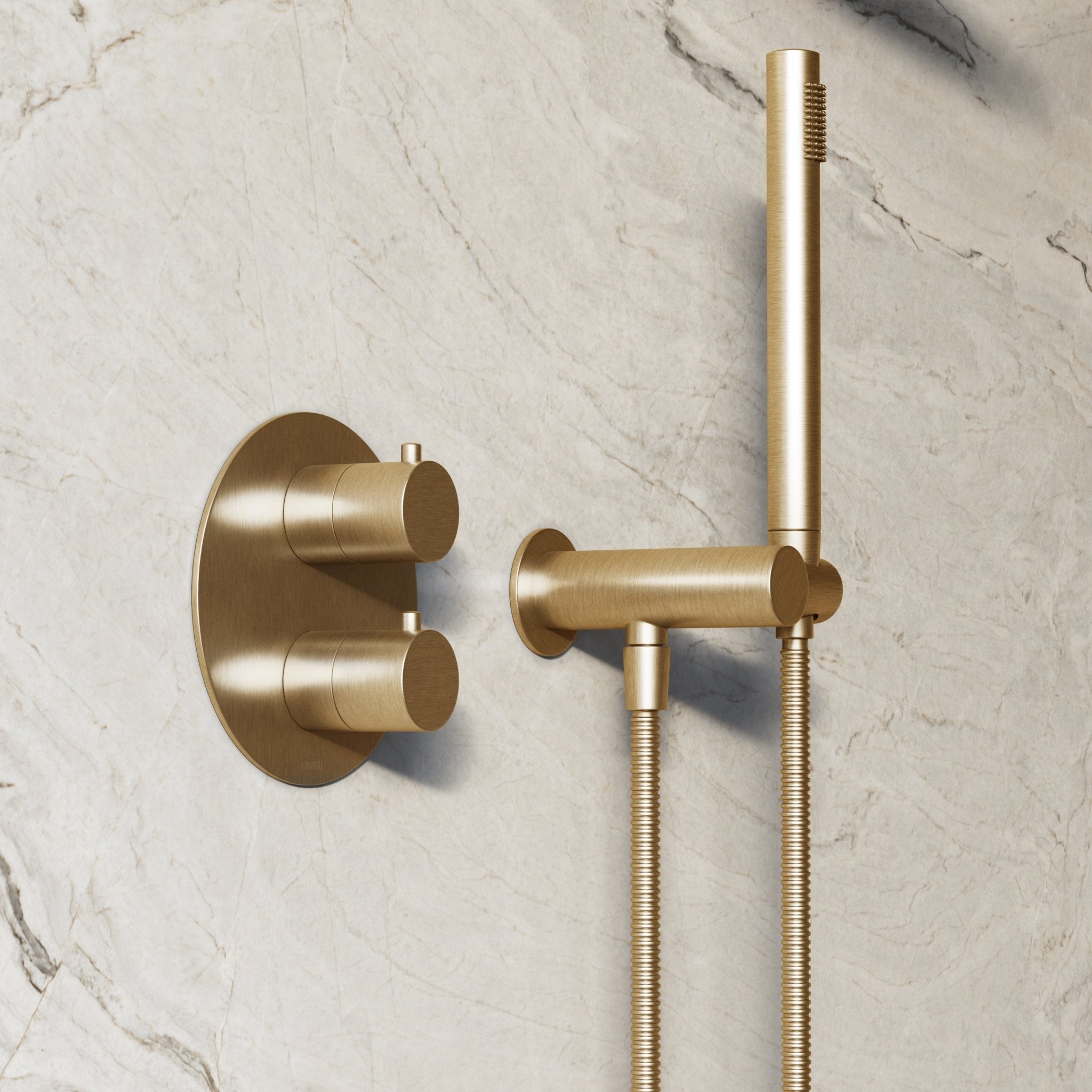 Image of Origin 3-Way Thermostatic Shower Set – Overhead, Angled Hand Shower & Short Spout - Cavari