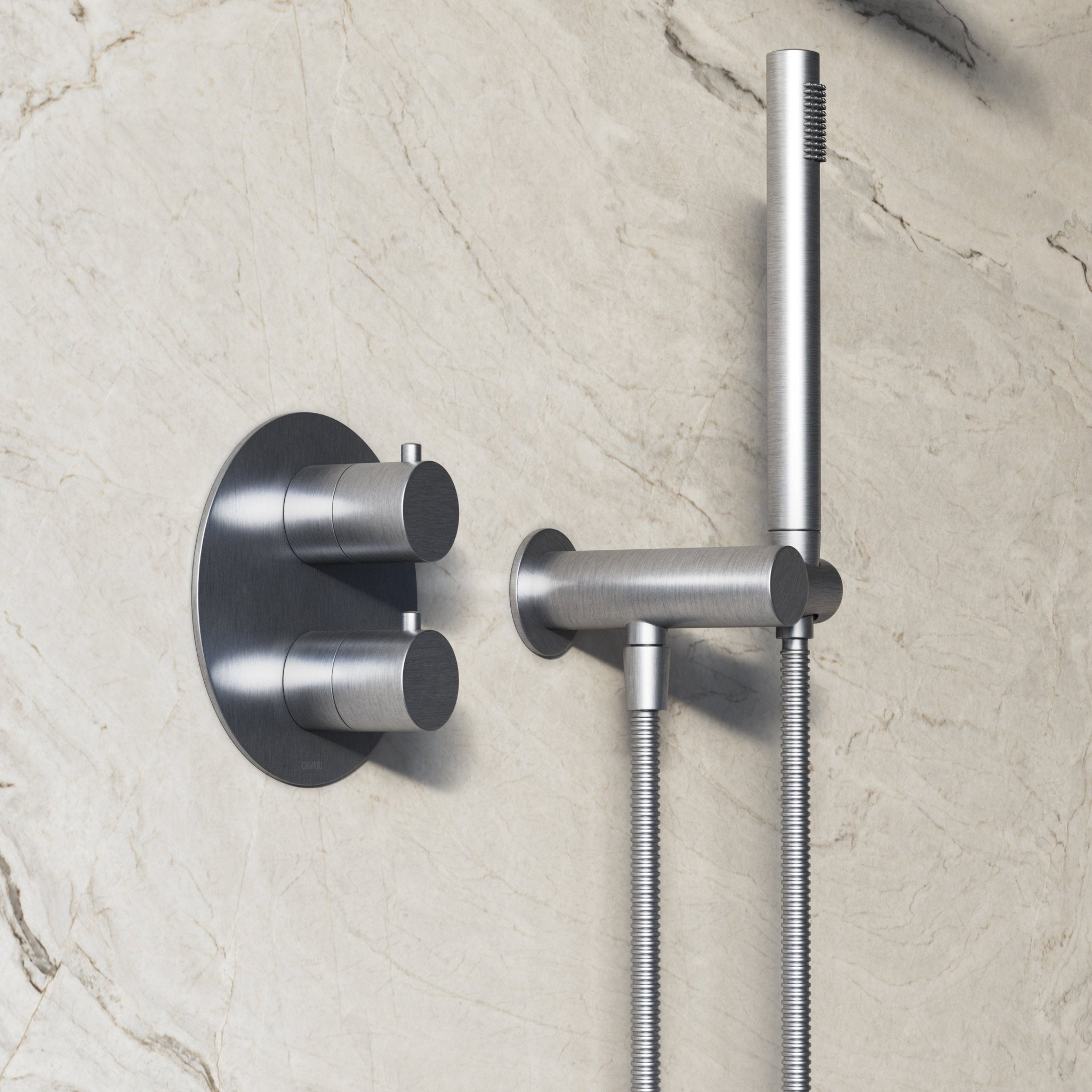 Image of Origin 3-Way Thermostatic Shower Set – Overhead, Angled Hand Shower & Short Spout - Cavari