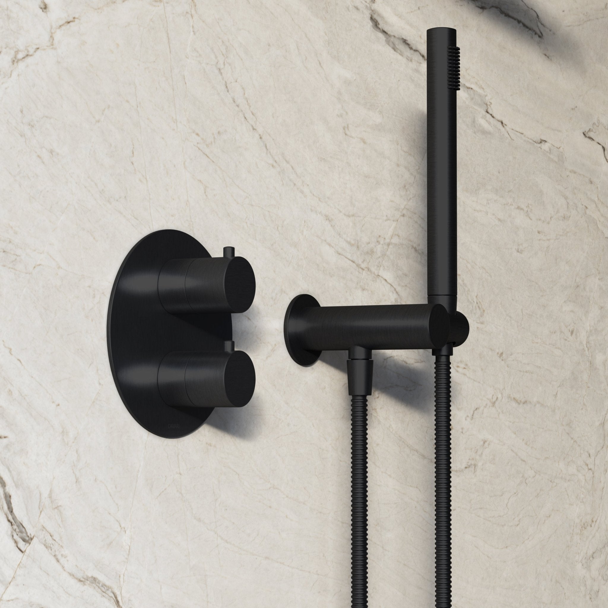 Image of Origin 3-Way Thermostatic Shower Set – Overhead, Angled Hand Shower & Short Spout - Cavari