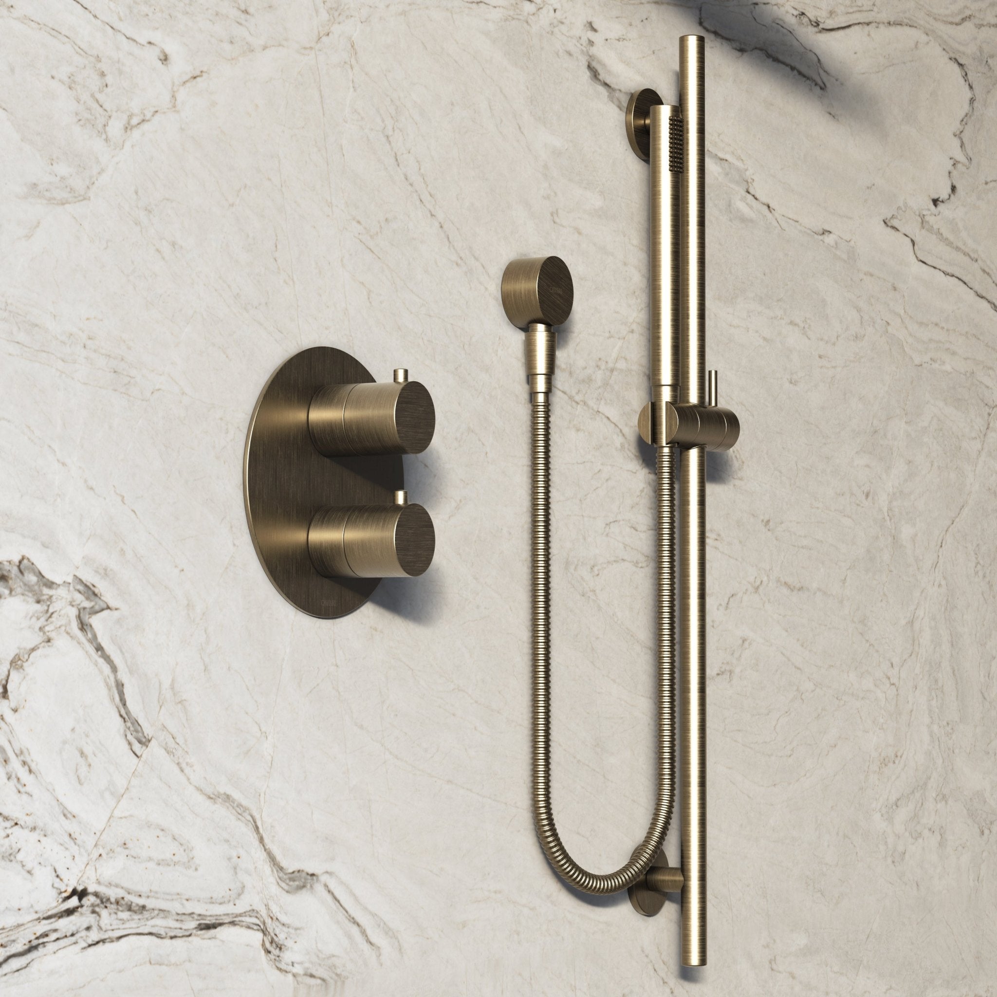 Image of Origin 3-Way Thermostatic Shower Set – Overhead, Slide Rail Hand Shower & Short Spout - Cavari