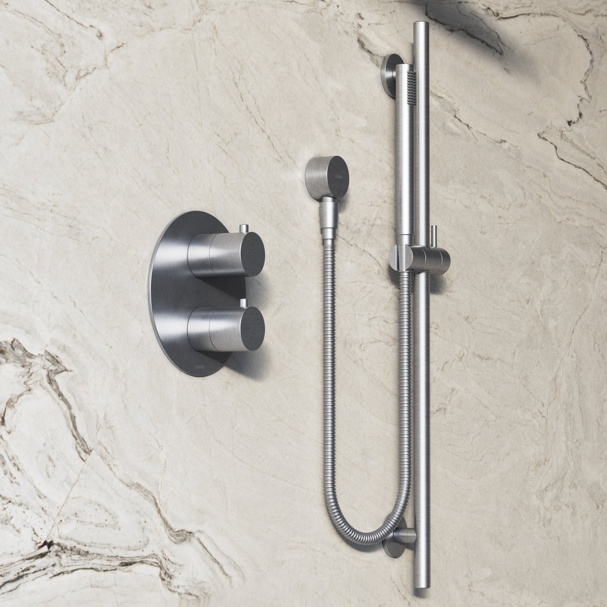 Image of Origin 3-Way Thermostatic Shower Set – Overhead, Slide Rail Hand Shower & Short Spout - Cavari