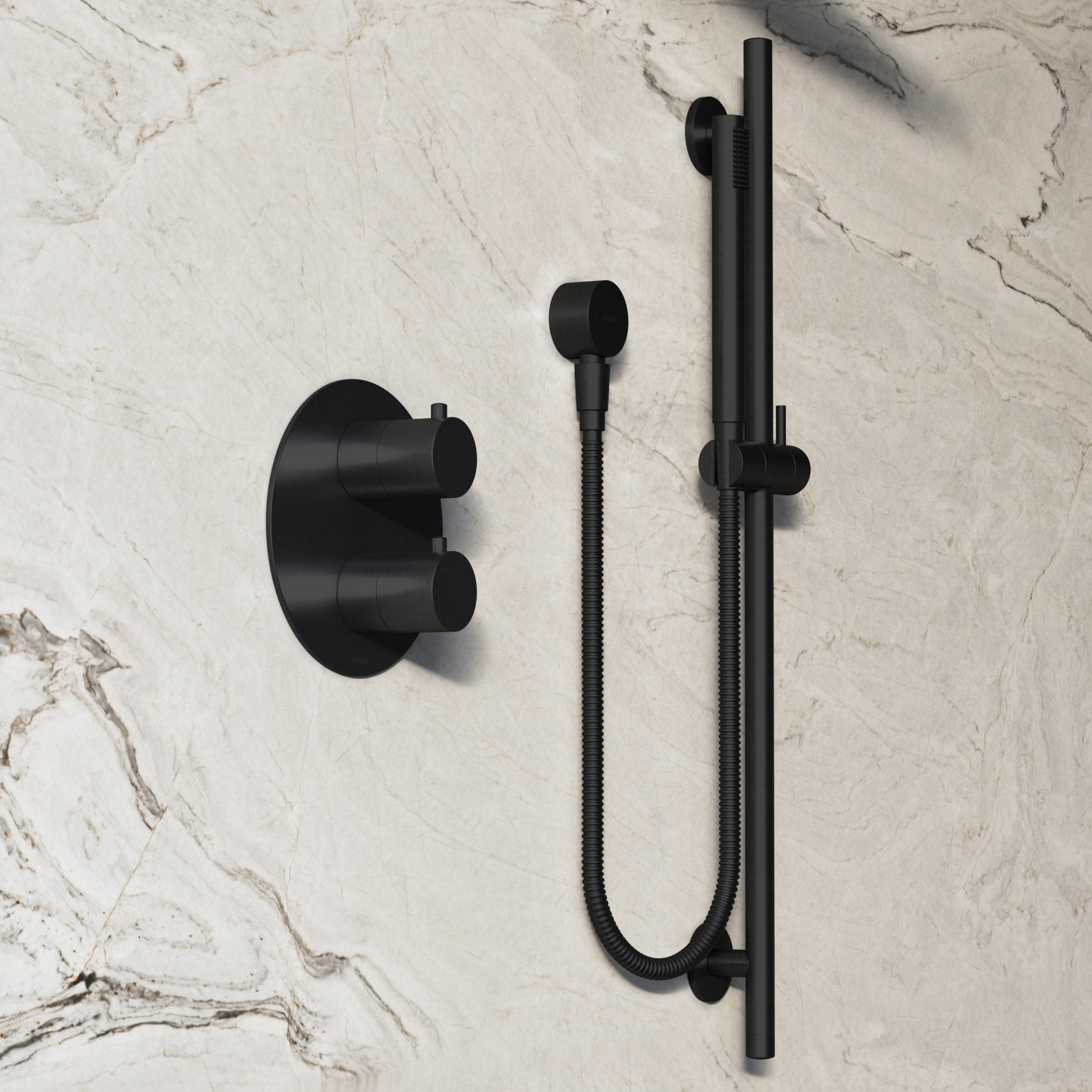 Image of Origin 3-Way Thermostatic Shower Set – Overhead, Slide Rail Hand Shower & Short Spout - Cavari