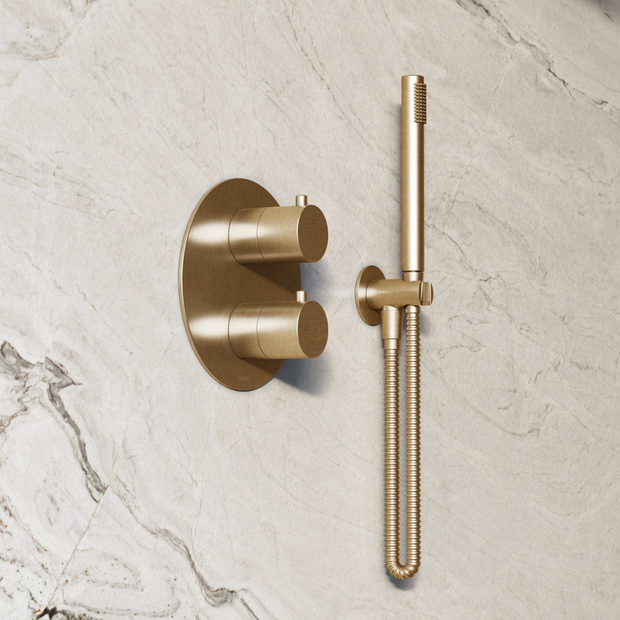 Image of Origin 3-Way Thermostatic Shower Set – Overhead, Straight Hand Shower & Short Spout - Cavari