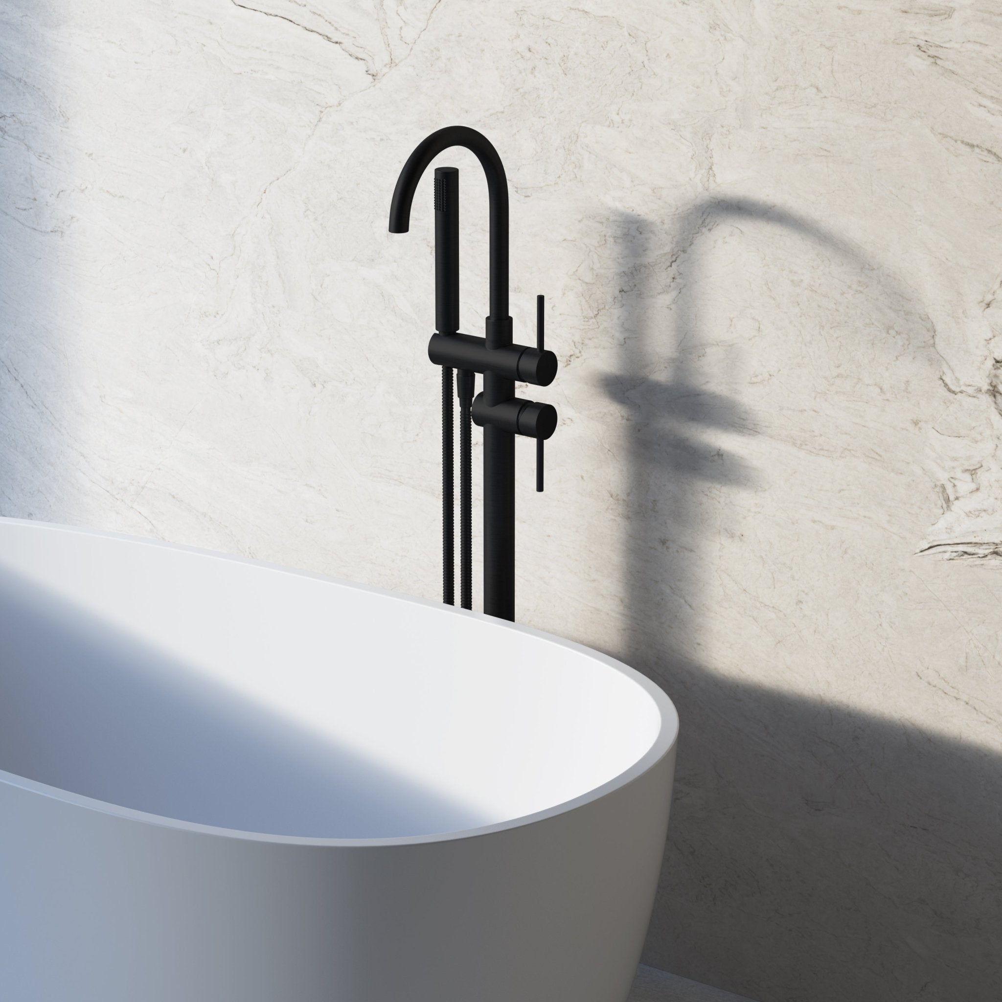Image of Origin Floor Standing Bath Mixer with Hand Shower - Cavari
