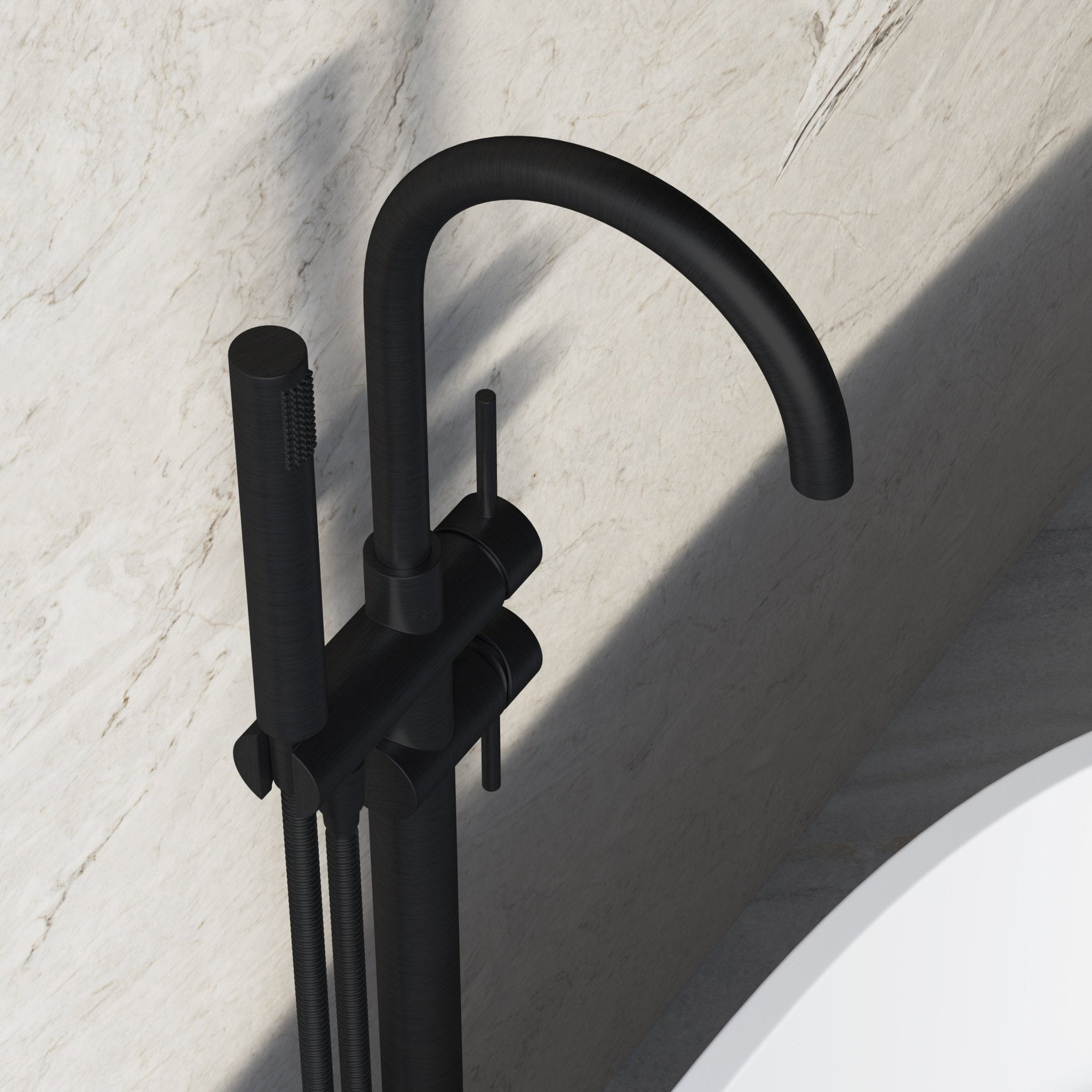 Image of Origin Floor Standing Bath Mixer with Hand Shower - Cavari