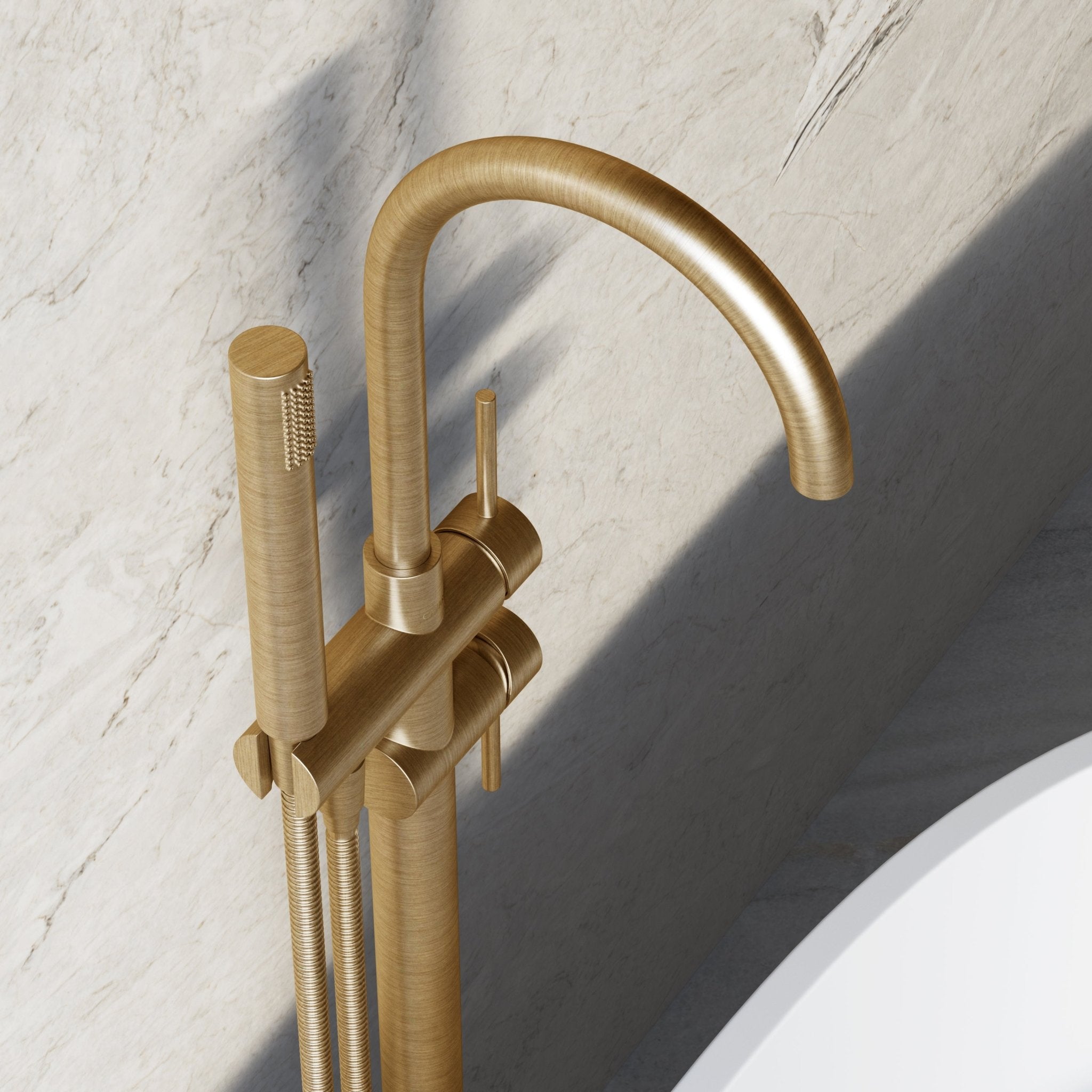 Image of Origin Floor Standing Bath Mixer with Hand Shower - Cavari