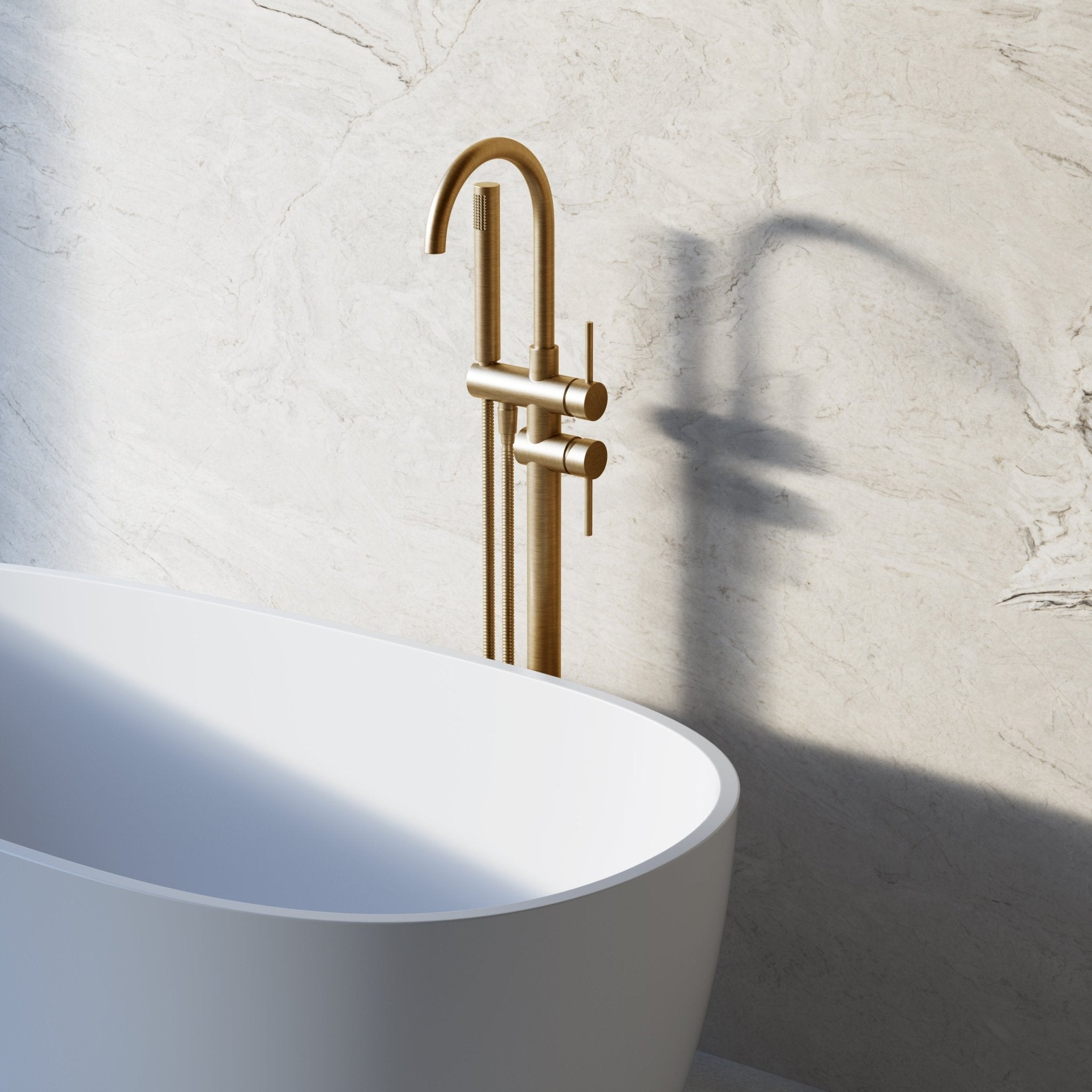 Image of Origin Floor Standing Bath Mixer with Hand Shower - Cavari
