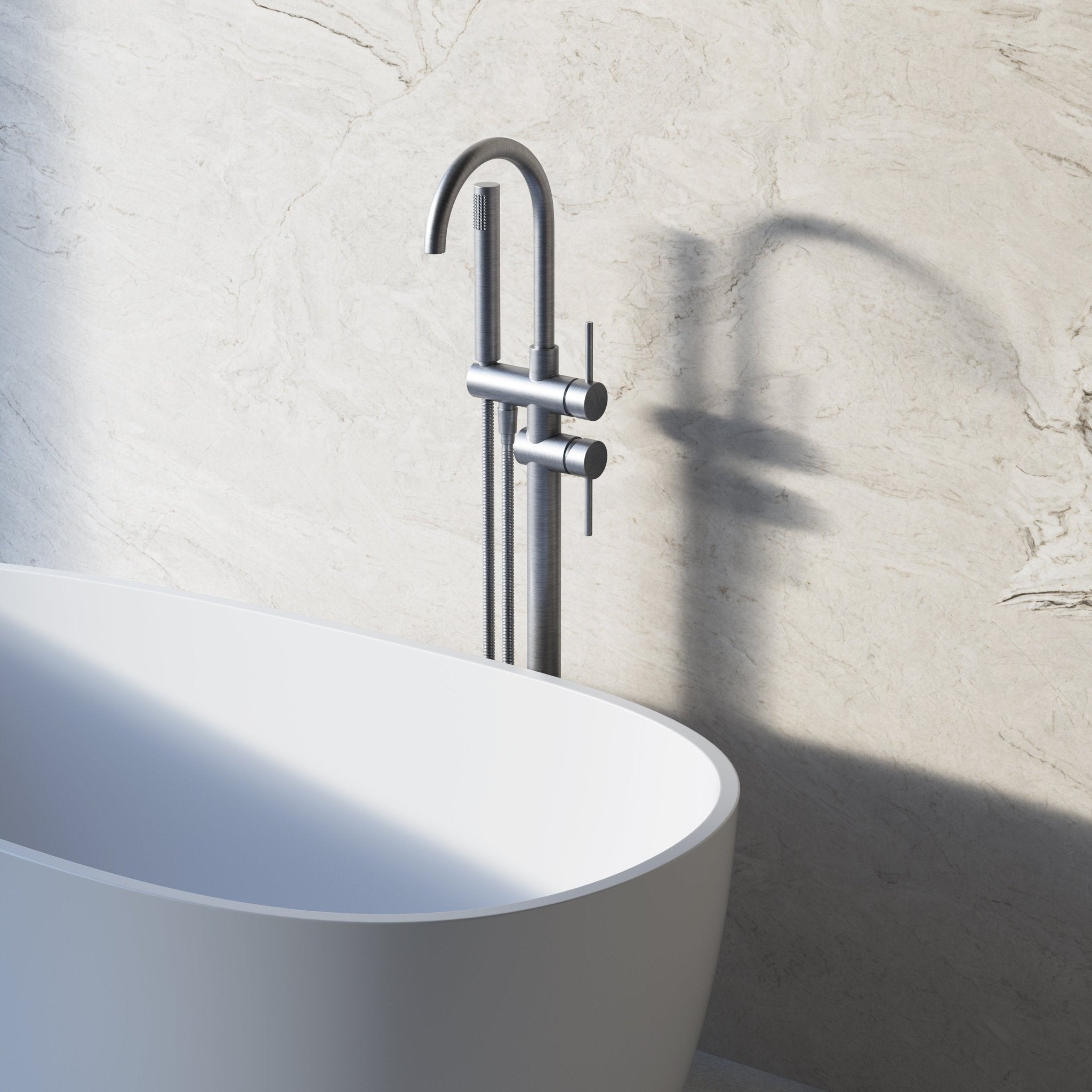 Image of Origin Floor Standing Bath Mixer with Hand Shower - Cavari