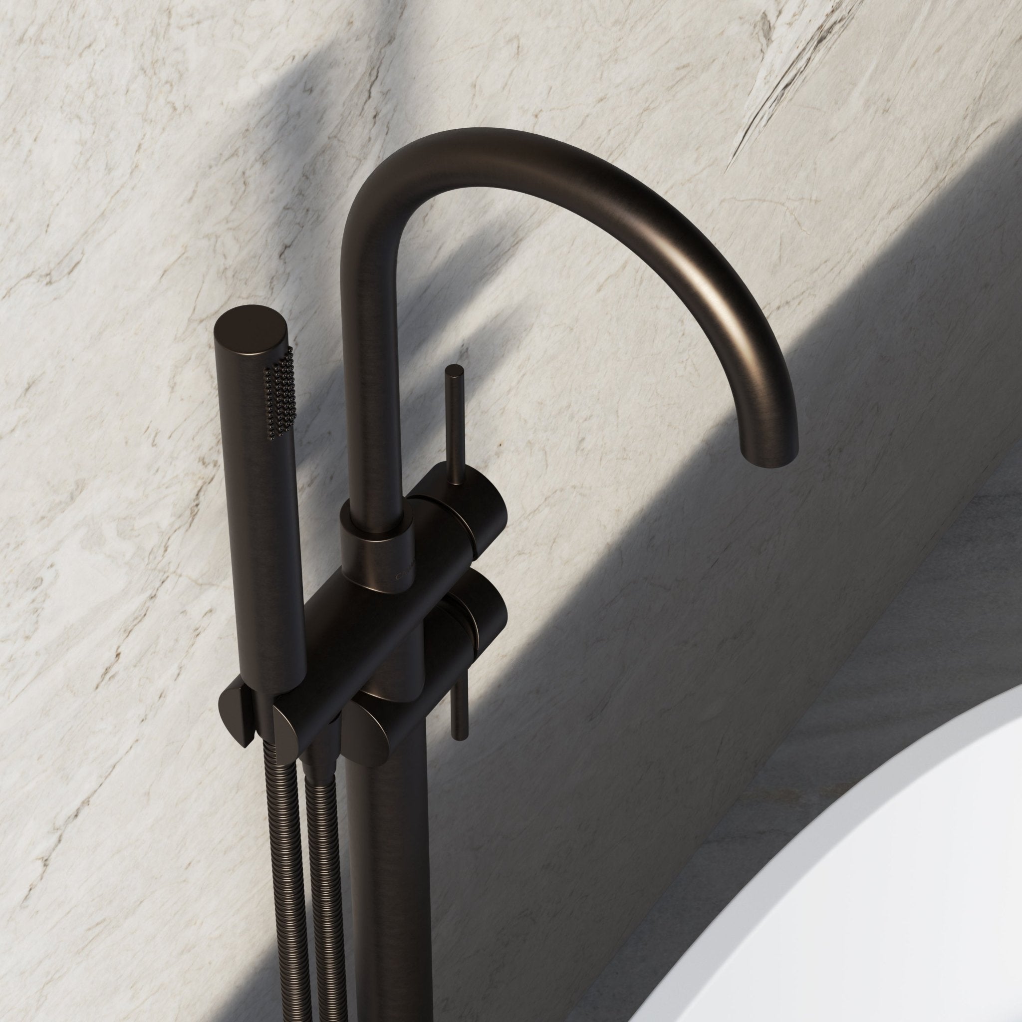 Image of Origin Floor Standing Bath Mixer with Hand Shower - Cavari